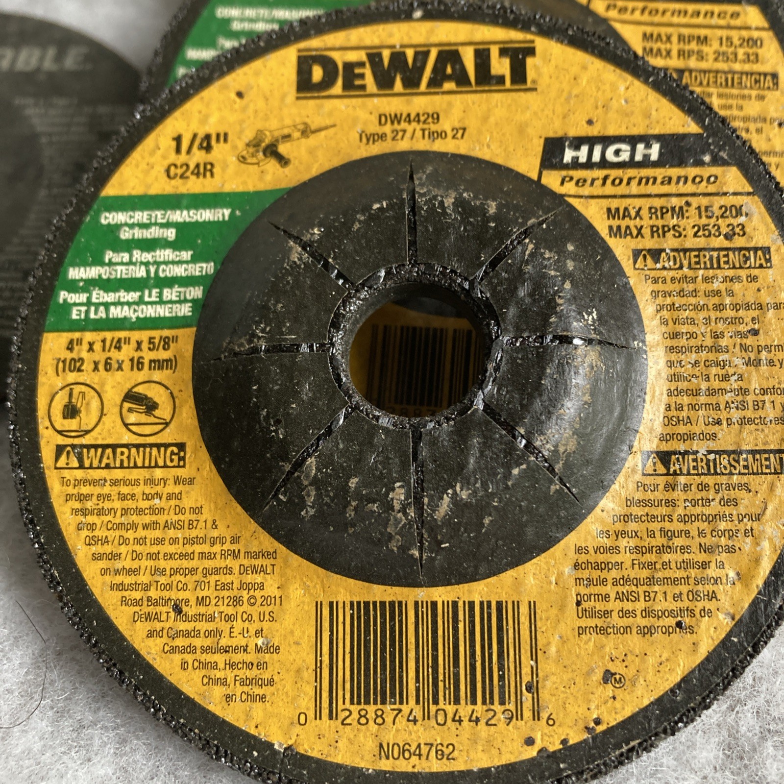 Lot of 12 Grinding Wheels ~ Cutting Disks ~ Dewalt #DW4429 ~ Porter Cable ~ New