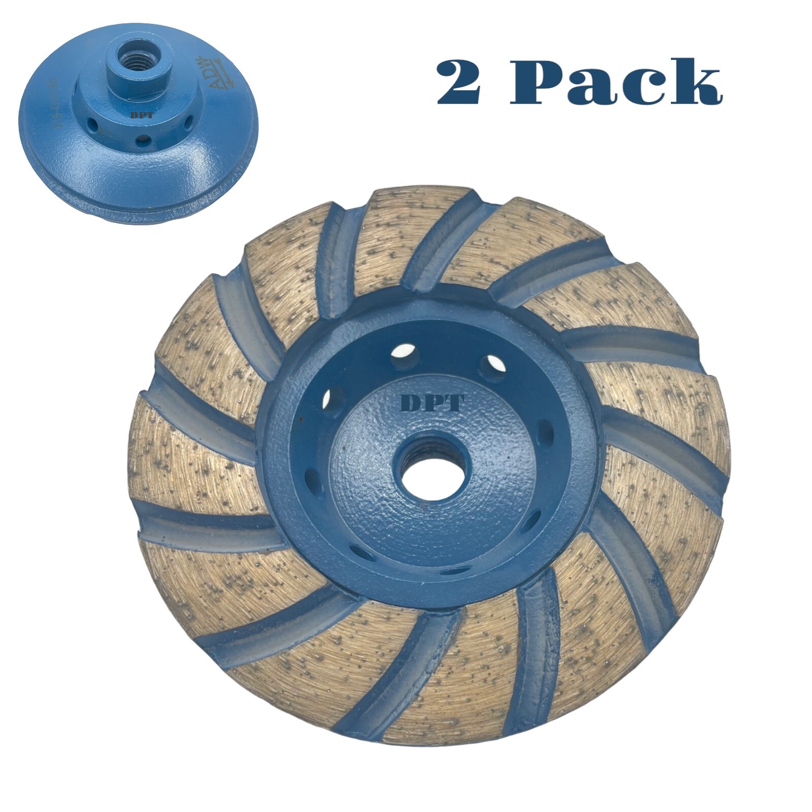 2 Pack 4″ Turbo Diamond Cup Wheels Grinding Concrete and Masonry 5/8″-11 Thread