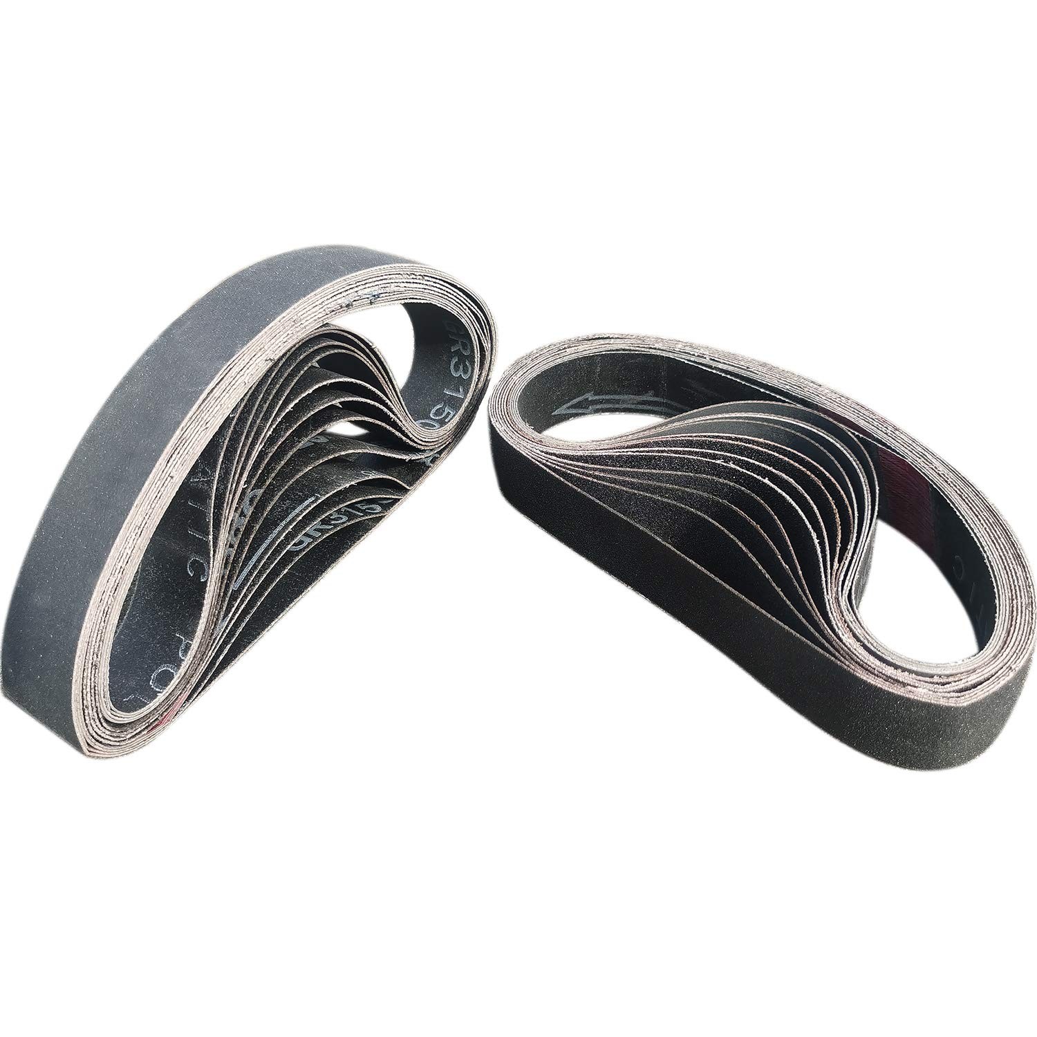 24 PCS 1 x 18 Inch Silicon Carbide Sanding Belts Assortment- 80, 1×18, Black
