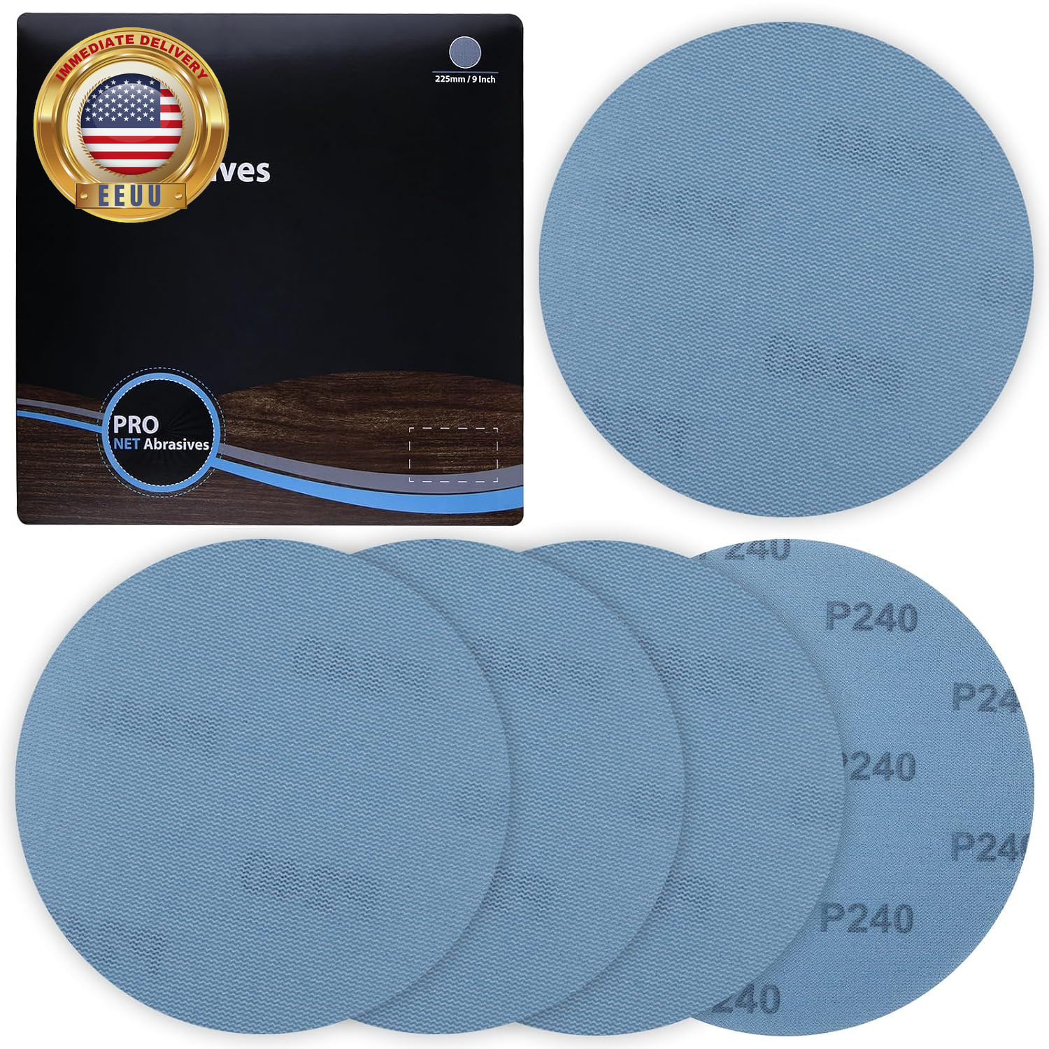 9 Inch Mesh Abrasive 240 Grit 5-Pack Dust-Free Hook & Loop Drywall Sanding Discs
