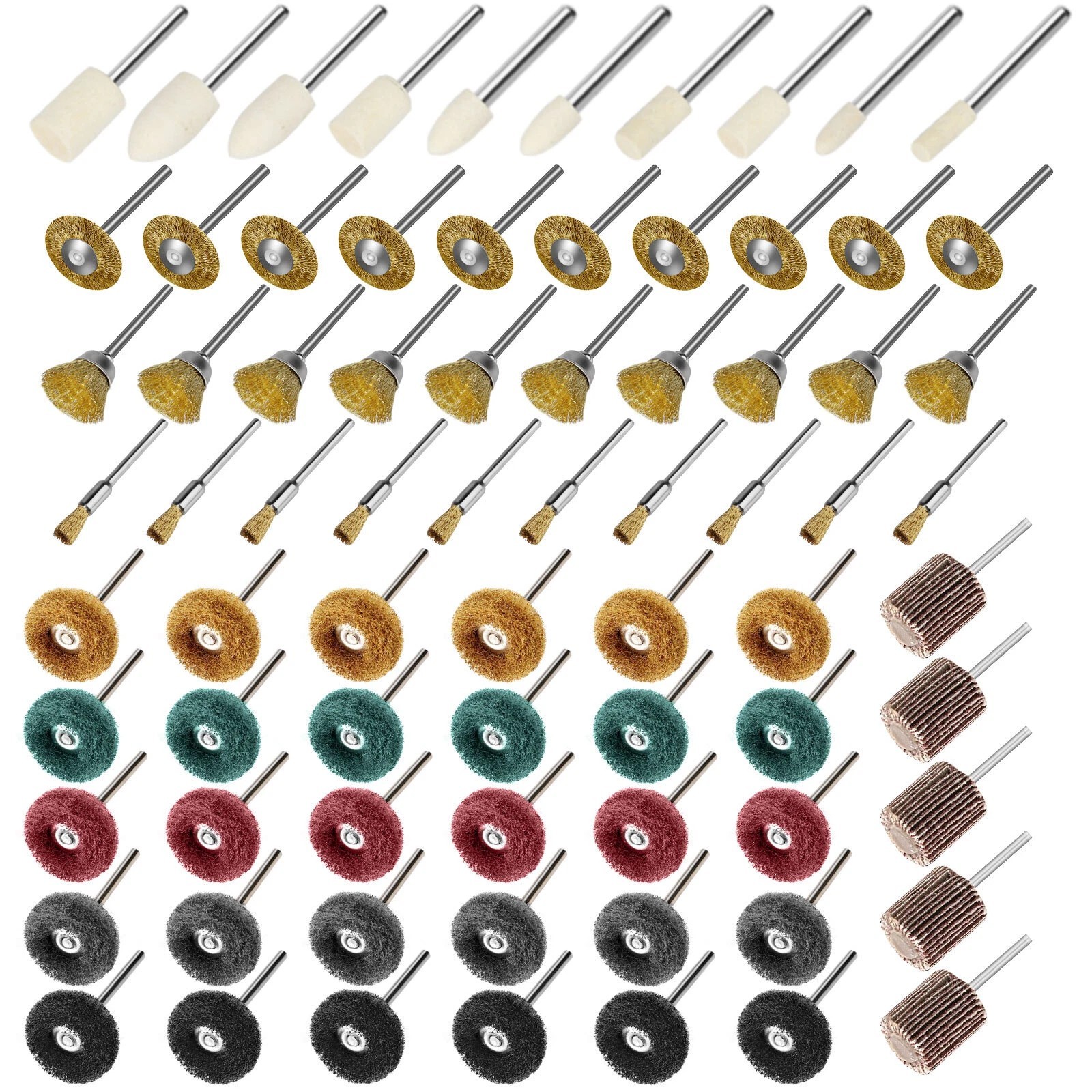 75PCS Polishing Kit Abrasive Buffing Wheel Wire Brush 1/8″ Shank for Rotary Tool