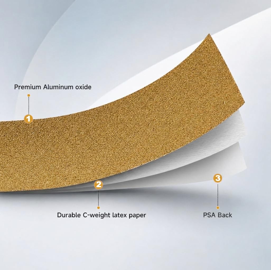 Total 20 Yards Long 2-3/4″ Wide PSA Sanding Paper Roll Kit – 80 120 Yellow