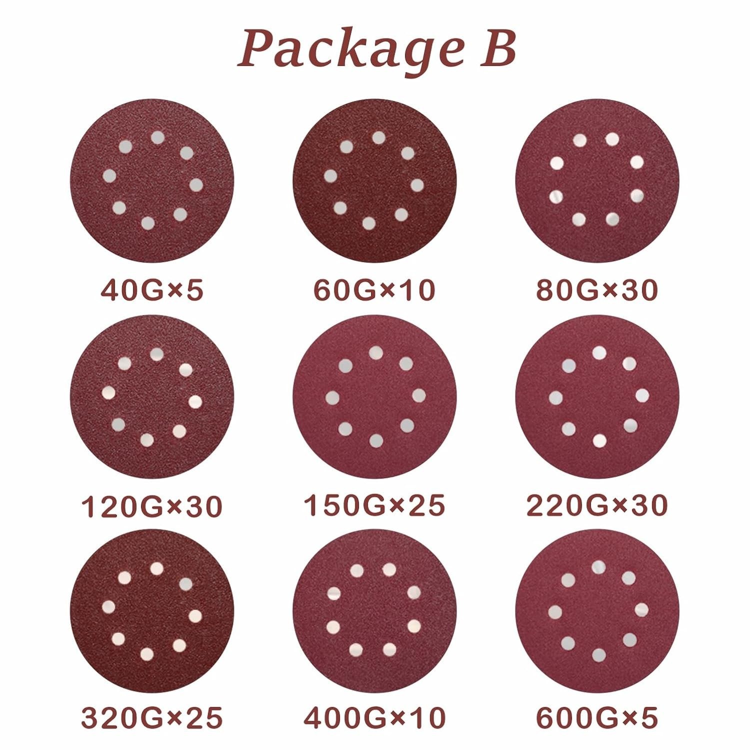 170-Piece Assorted Grit Sanding Discs for Orbital Sanders