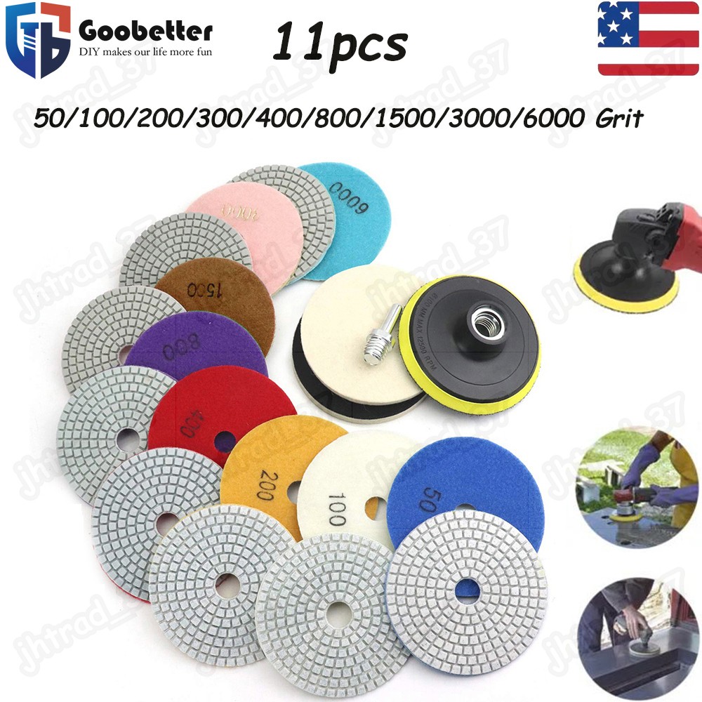 4 Inch Wet Dry Diamond Polishing Sanding Pads Discs Concrete Granite Glass Stone