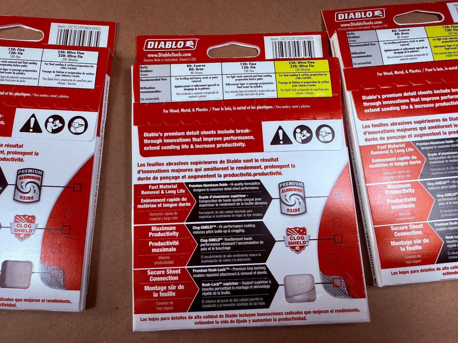 (3) 5-packs Diablo Hook Lock 3-7/8” x 5-1/2″ Sanding Pads 80/120/220 Grit