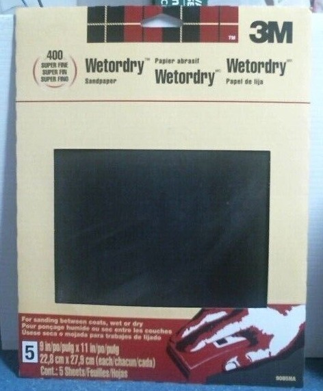 3M 9085NA, Wetordry Sandpaper, 9″ x 11″, 400 Super Fine, Pack of 5, FREE SHIP