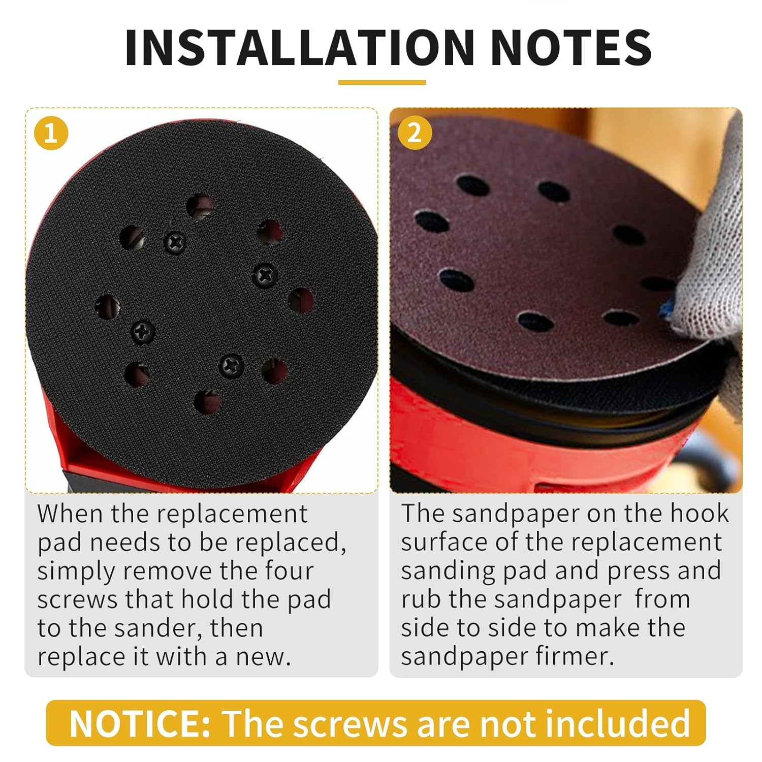 Sander Pads Replacement for SKIL, 2 Pack 5 Inch 8 Hole Hook & Loop Orbital Sandi