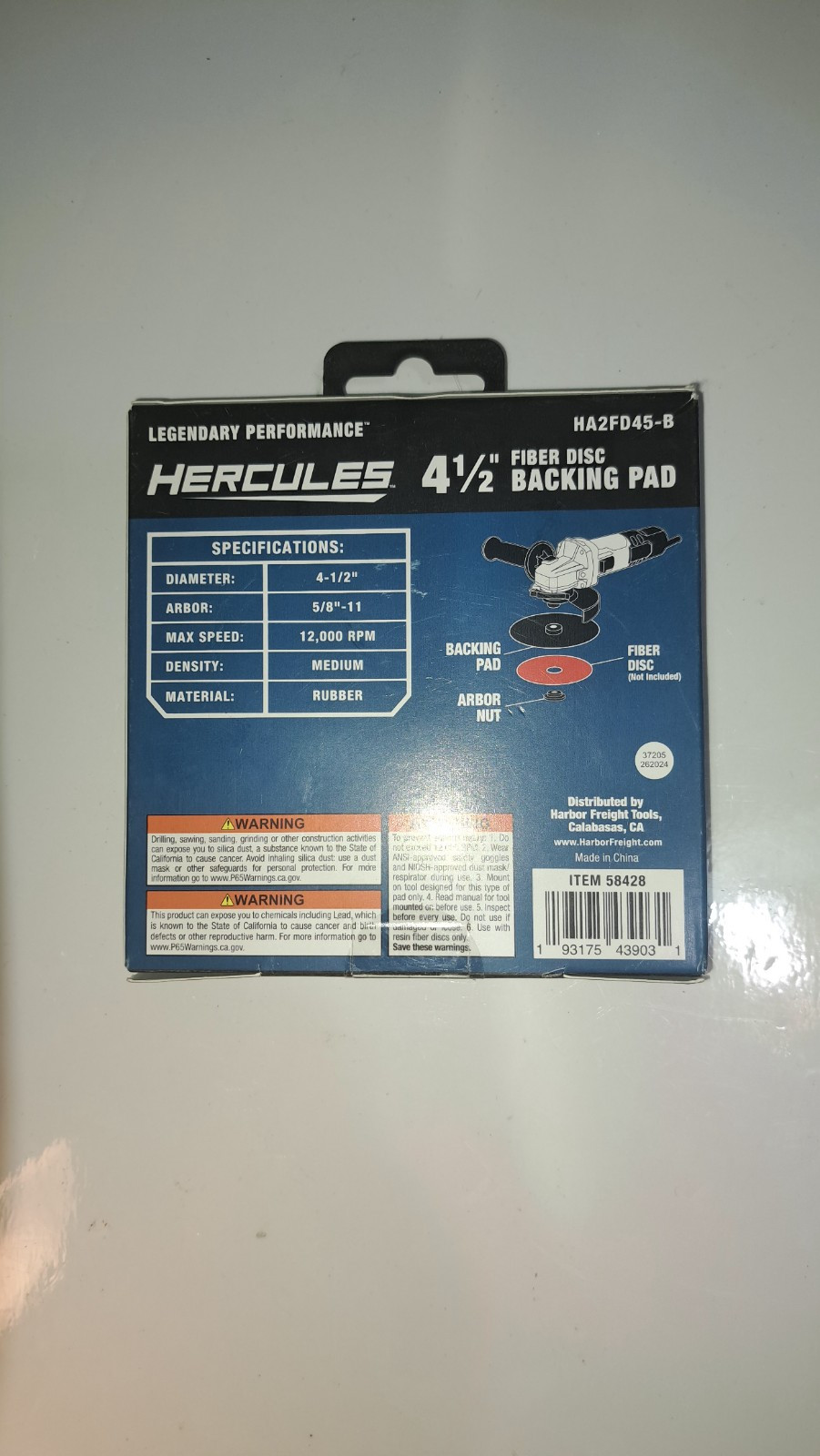 Hercules 4.5″ Inch Backing Pads For Angle Grinder Medium Density Sz ⅝- 11 TPI