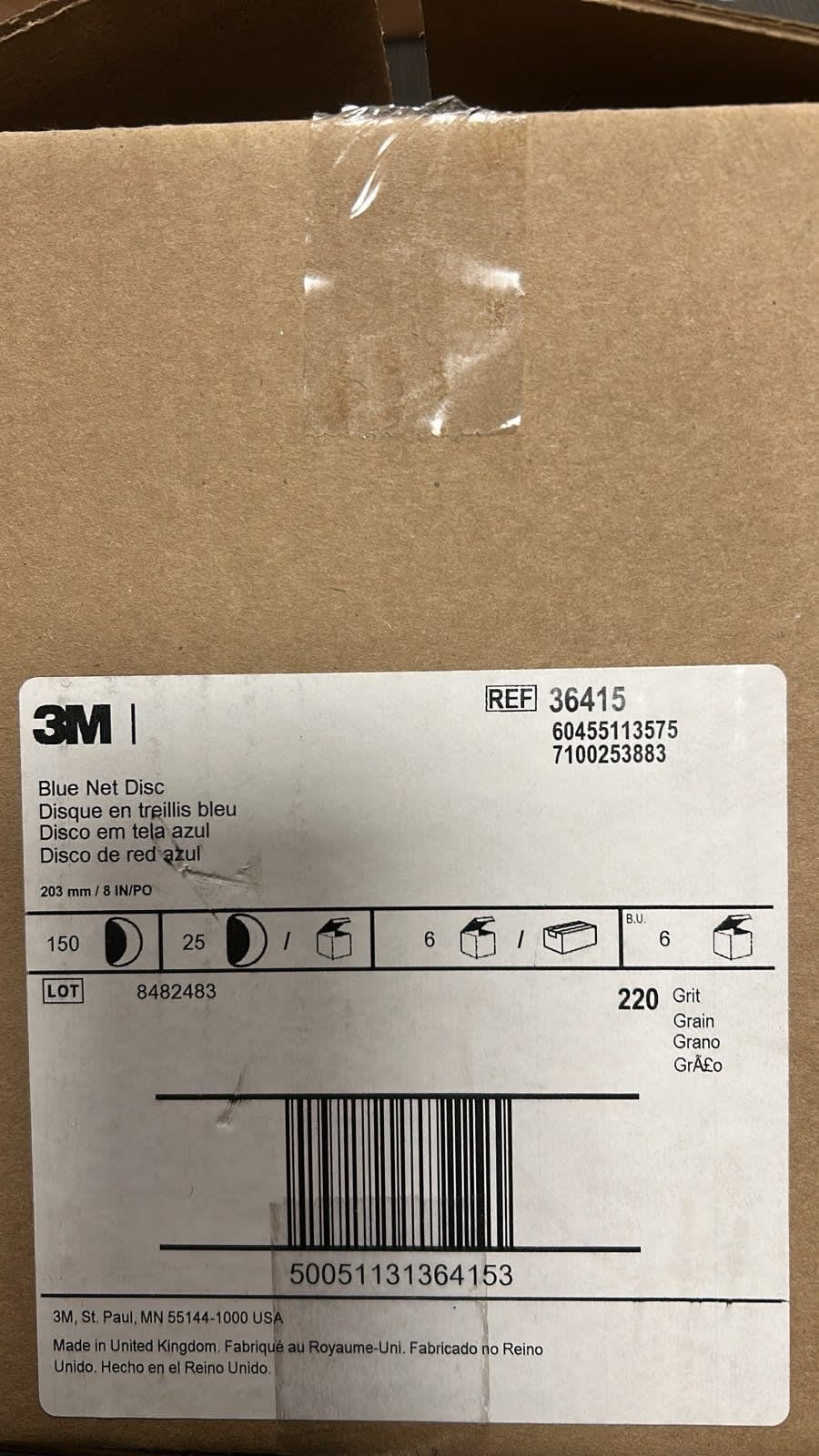 3M Net Hookit Sanding Disc 36415 8 Inch 220 Grit 25 Pack Blue