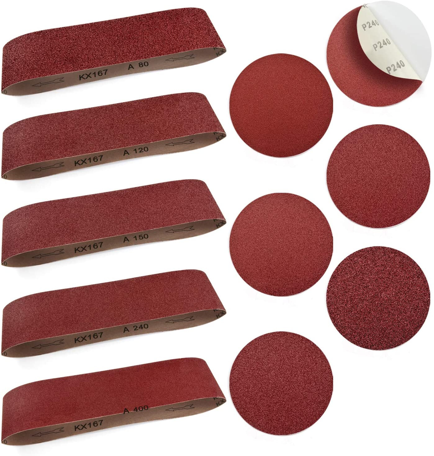 112PCS 4″x36″ Belt and 6″ Disc Sander Sanding Belts 60-400 Discs 60-1000 Grit