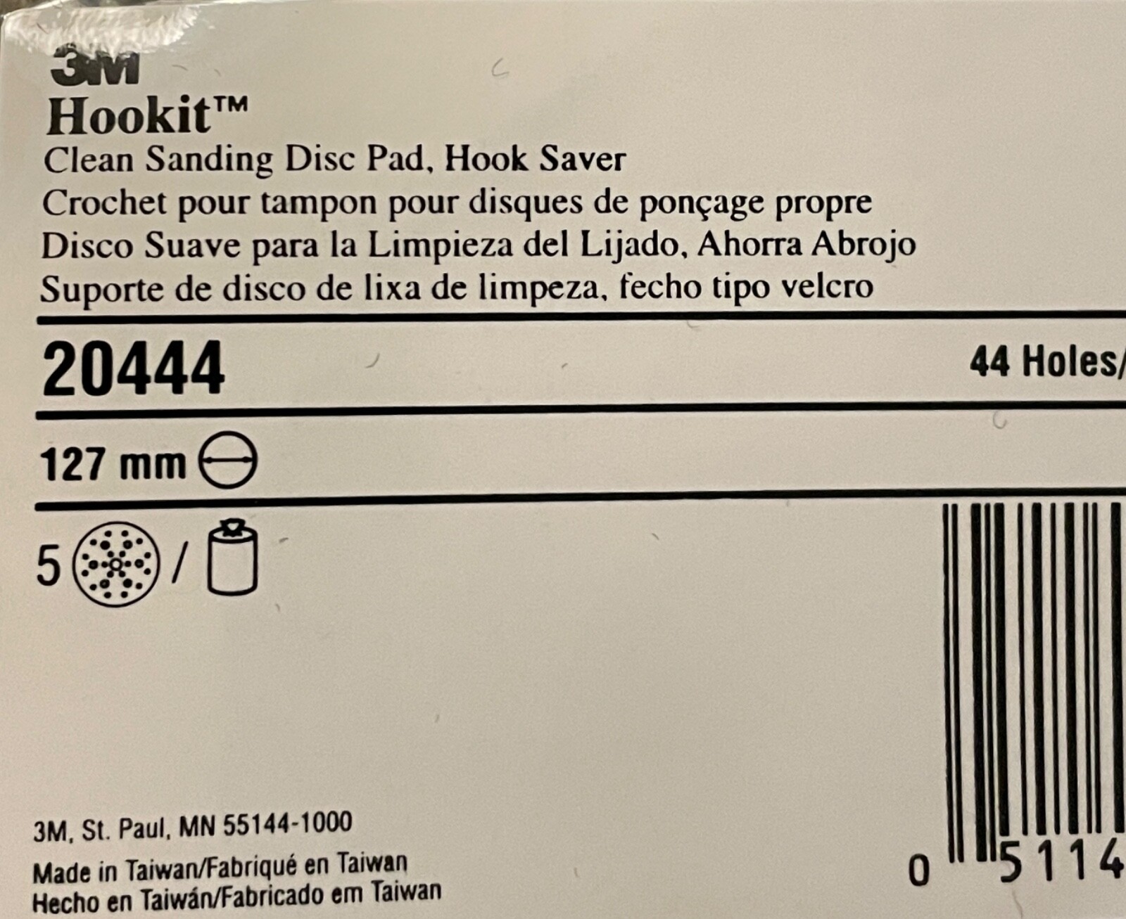 Set 5 Hookit 3M Clean Sanding 5″ Disc Pad 44 holes Hook Saver 20444