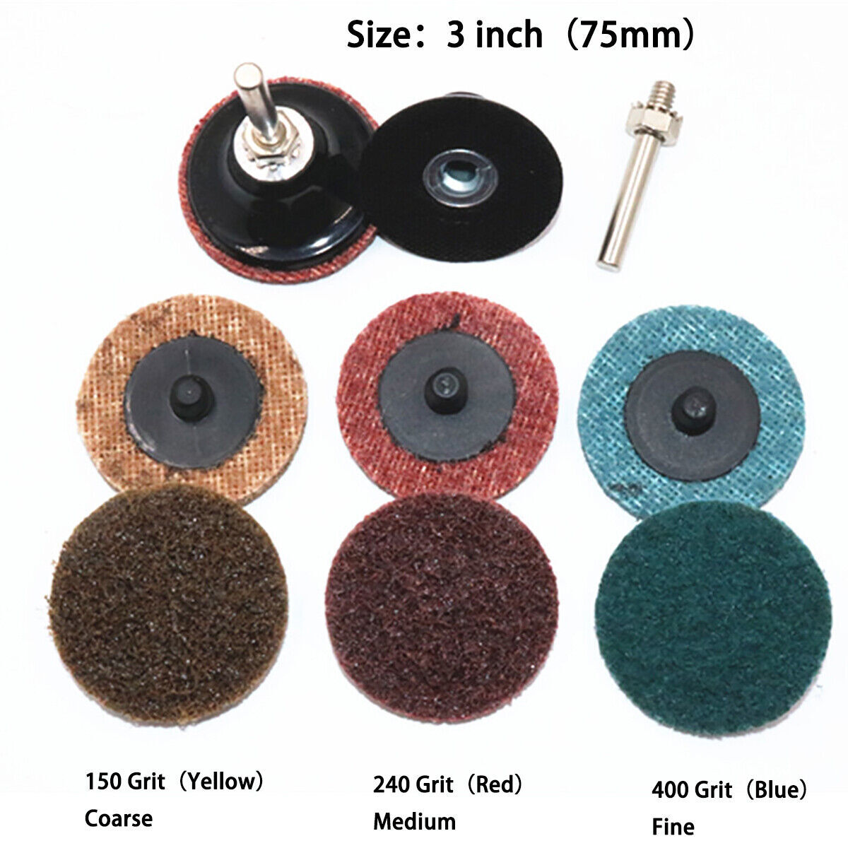 Grinder Sanding Pads 150 240 400 75mm 3″ Type R Roll Lock Quick Change Discs Die