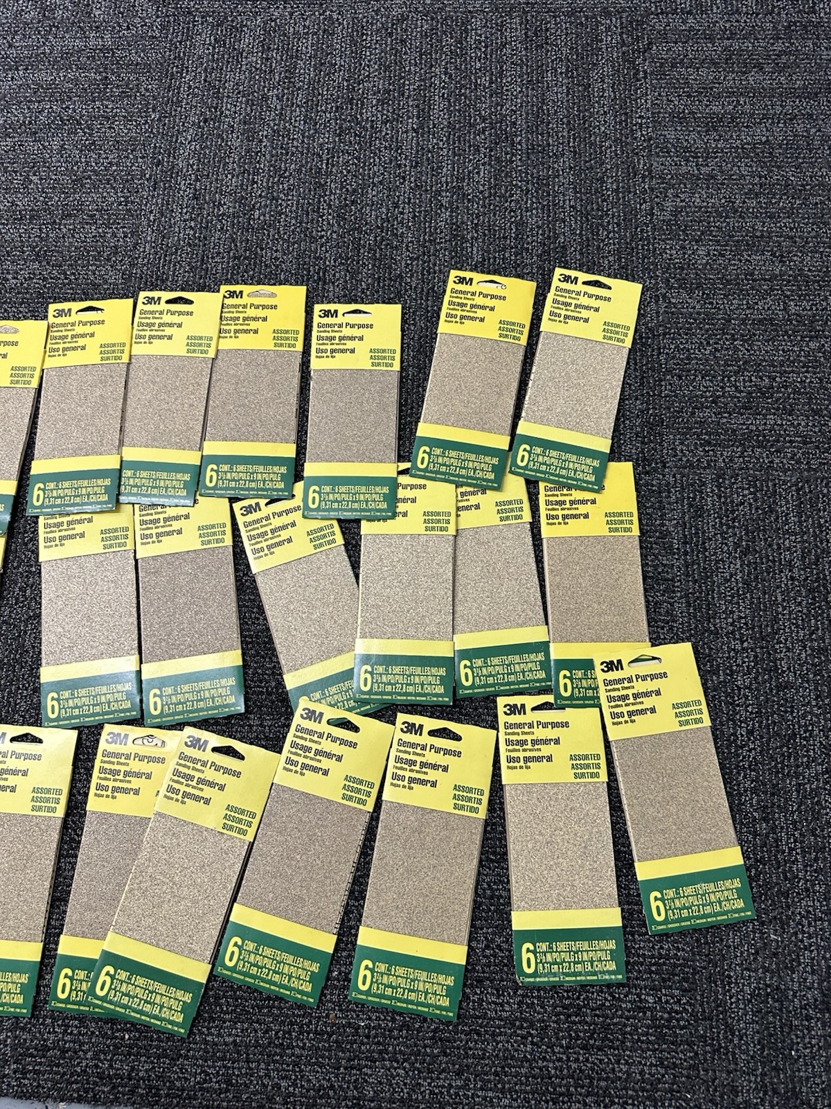 Lot of 23 3M 3-2/3 in. x 9 in. Aluminum Oxide Coarse Sanding Sheets