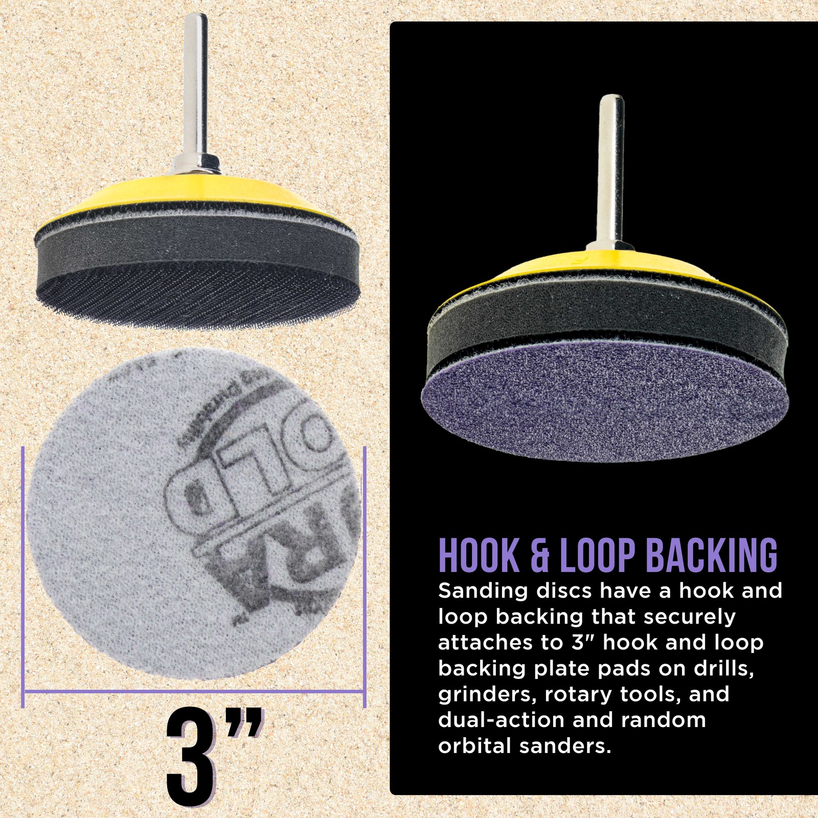 3″ Sanding Discs, 36 Disc Variety Pack – Hook & Loop Sandpaper & Drill Plate