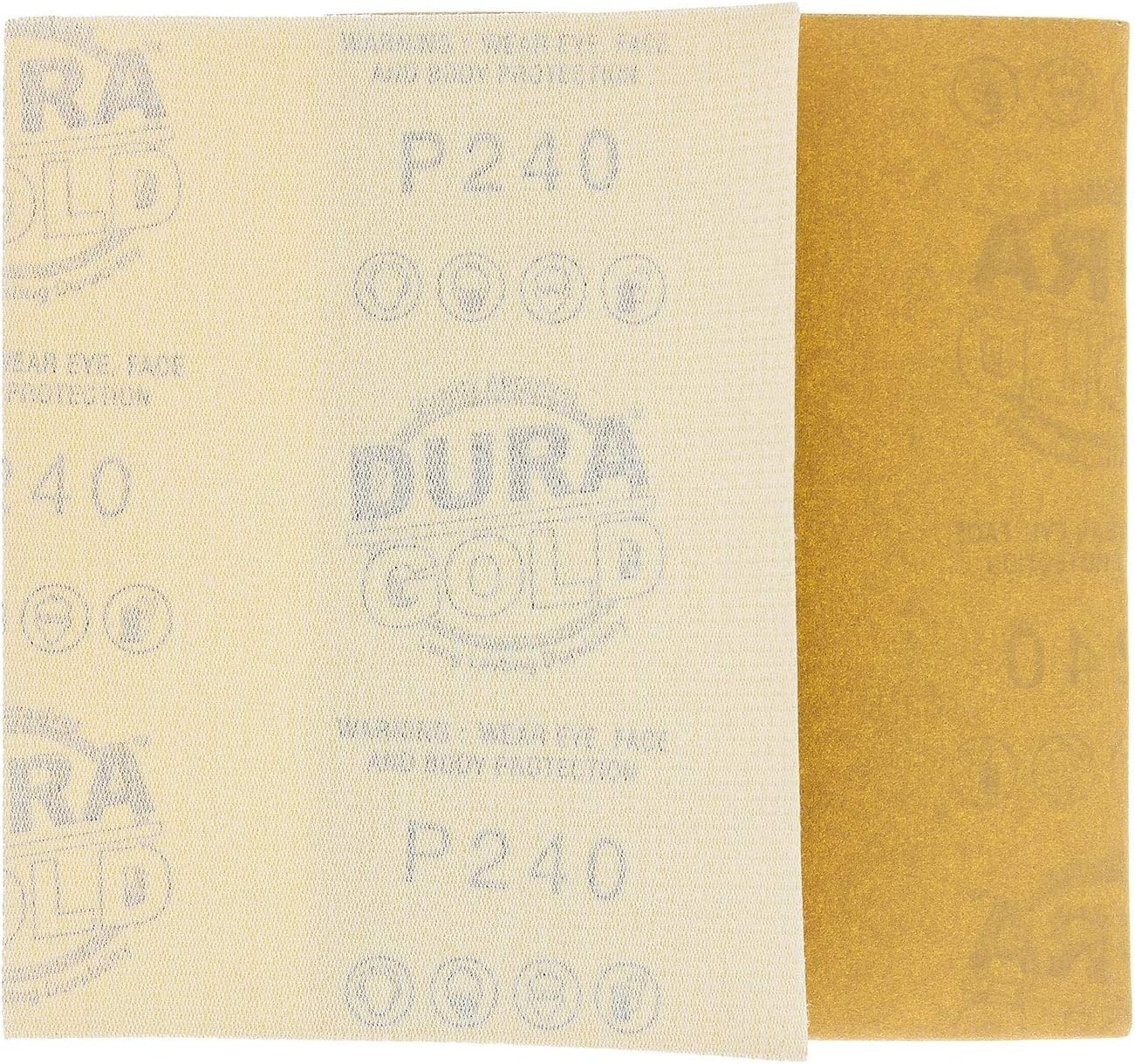 1/4 Sheet Gold Sandpaper Sheets, 240 Grit Box of 25 – 4.5″ x 5.5″ Size Hook &…