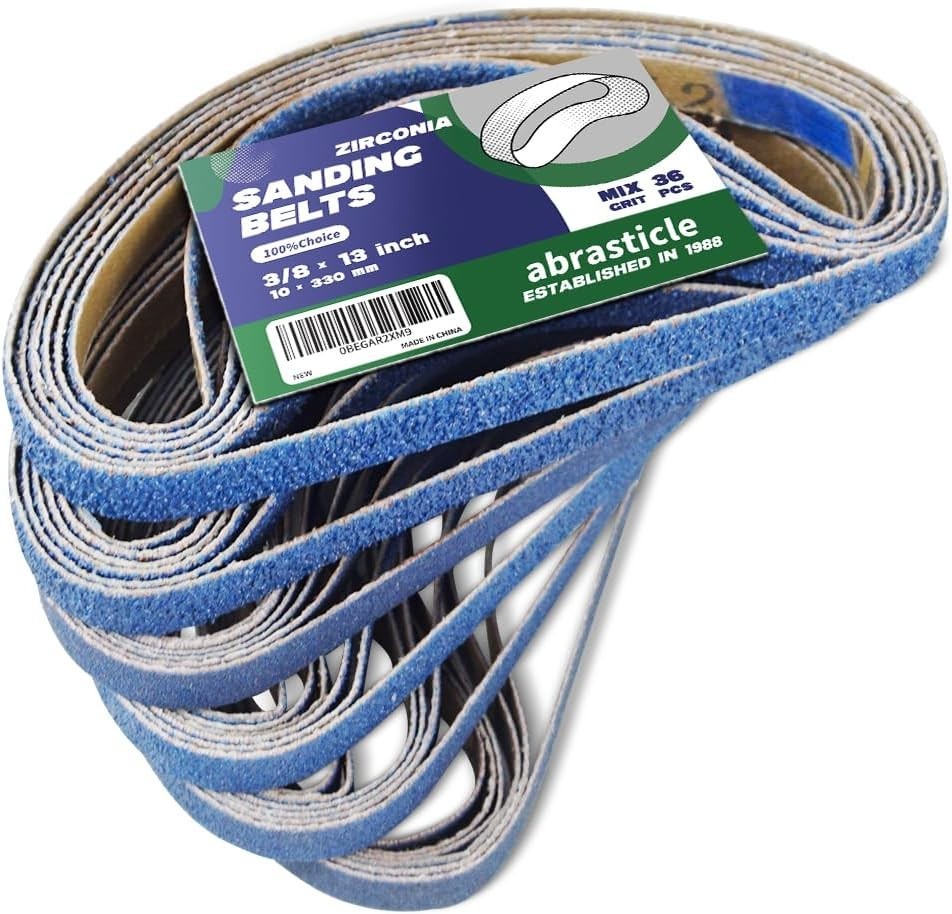 3/8 x 13 Sanding Belts 36PCS Zirconia Metal Grinding Assorted Grit
