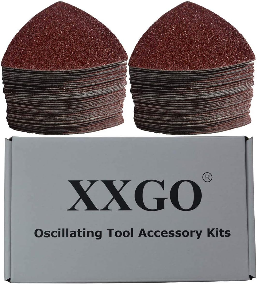 100 Pcs 60 Grits 3-1/2 Inch 90Mm Triangular Hook & Loop Multitool Sandpaper for
