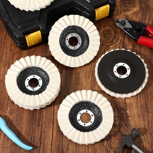 10 Pack Wool Felt Flap Disc Abrasives 4-1/2″ x 7/8″ Thicken Arbor Kit Buffing