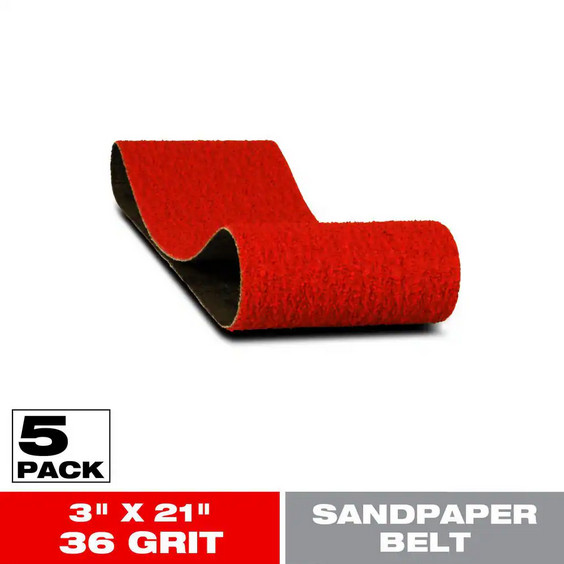 3″ x 21″ 36-Grit Sanding Belts Durable Abrasive for Belt Sanders