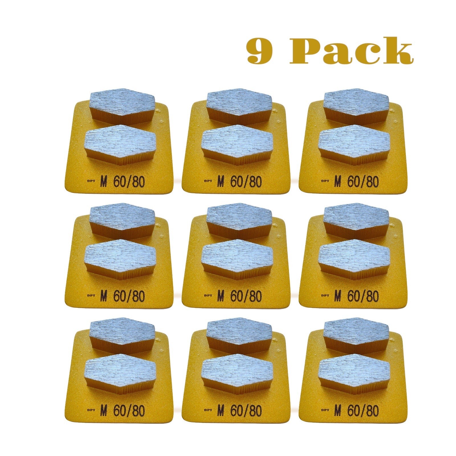 9 Pack Grinding Discs for Husqvarna PG Concrete Grinders Medium Bond 60 Grit