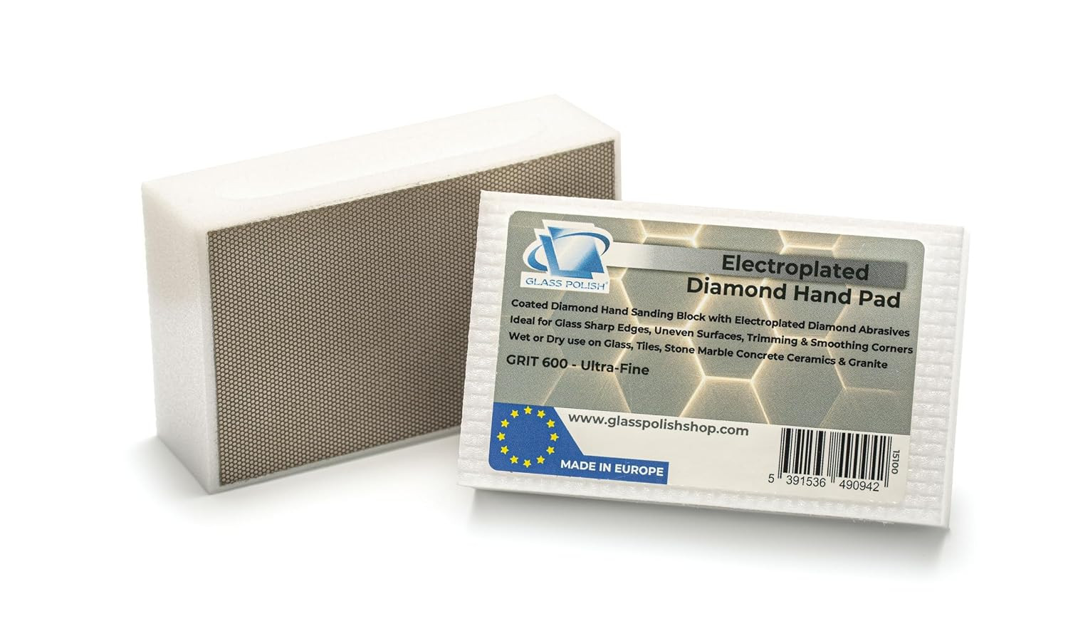 2-Pack PRO Diamond Hand Pad Sanding Block – Grit 600 for Smoothing & Polishing