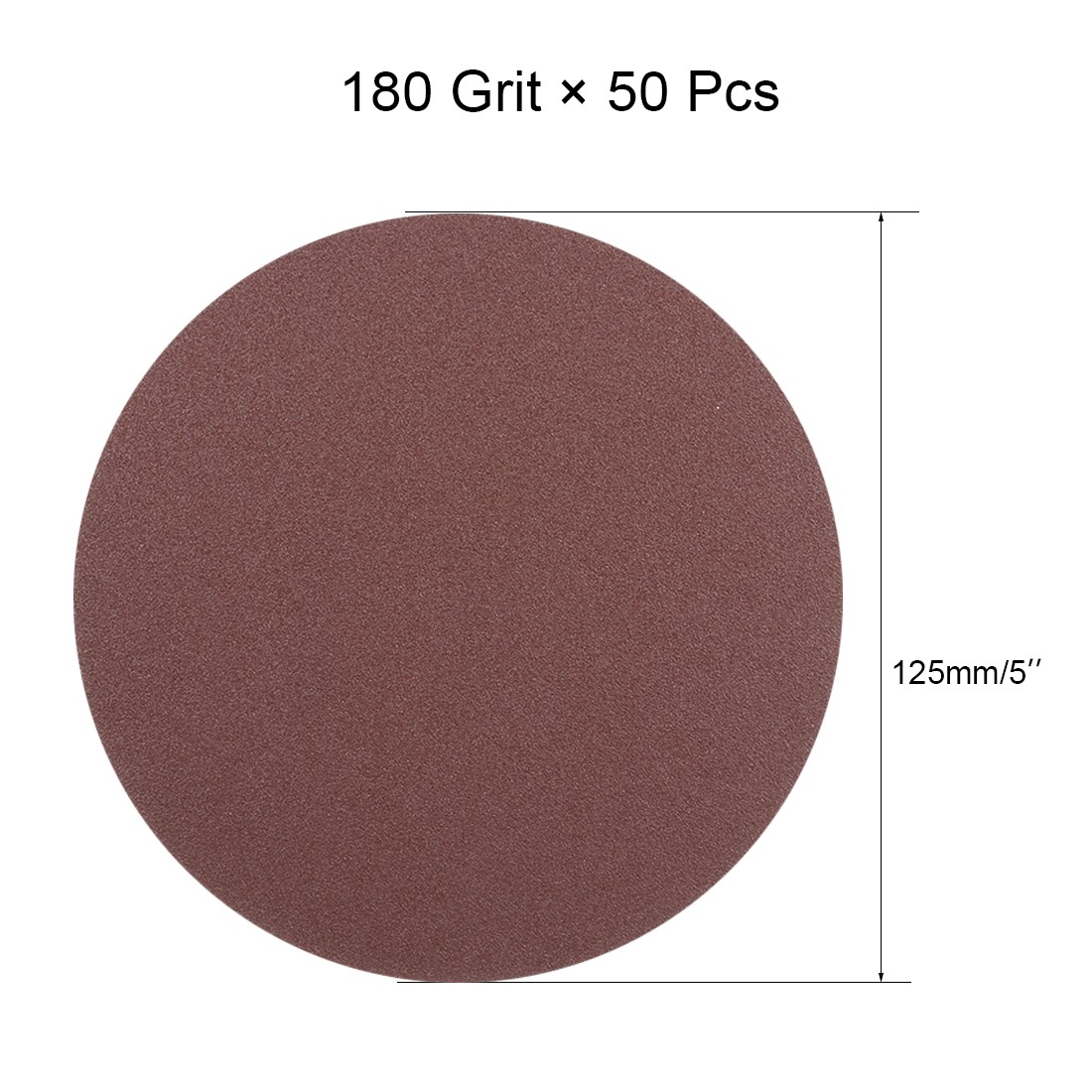 50Pcs 5 Inch Hook and Loop Sanding Disc 180 Grits Flocking Sandpaper Brown