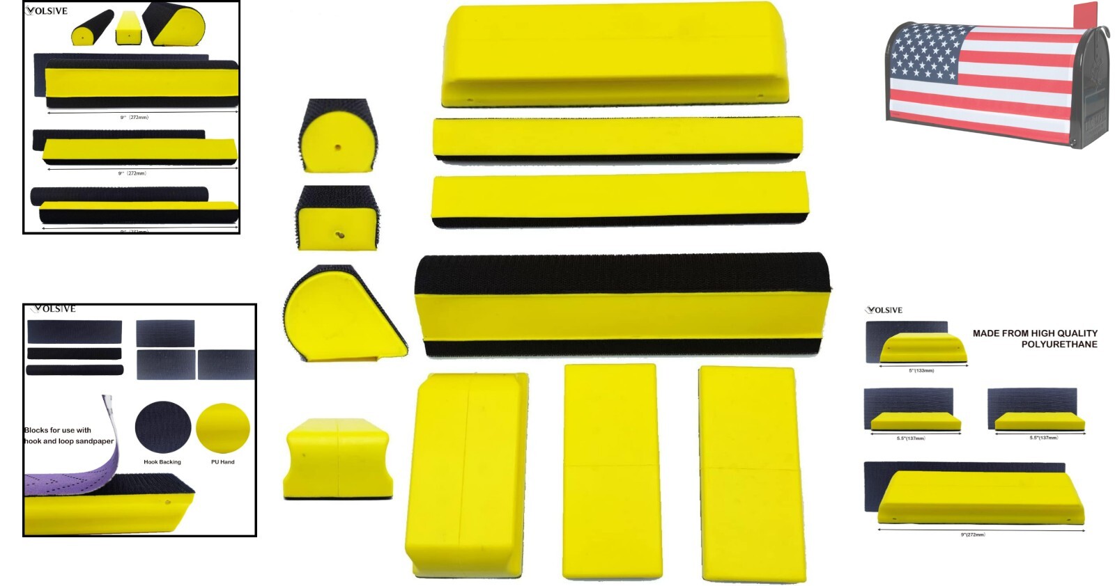 High-Performance Yellow 7pcs Hand Sanding Block Set – Auto Body and Paint Shops
