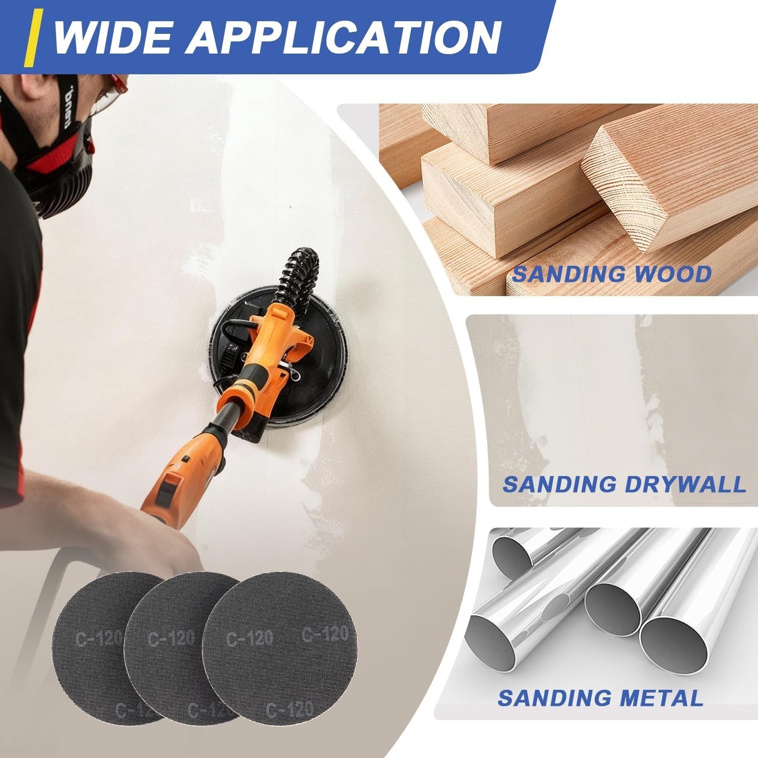 9-Inch Mesh Drywall Sanding Discs – 120 Grit, 10 Pcs for Superior Finishing