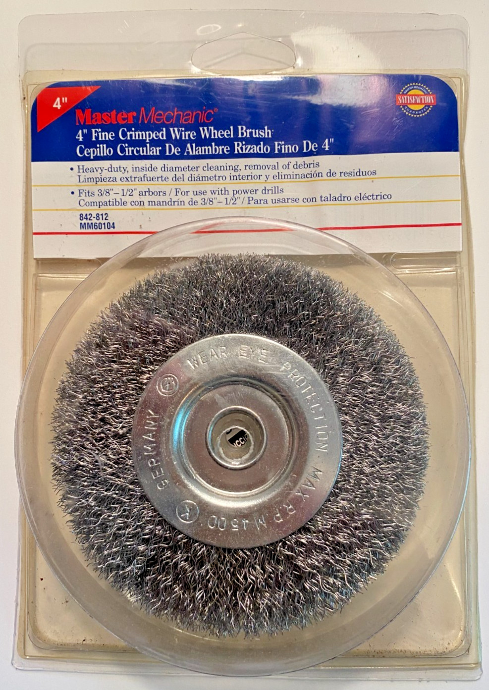 MASTER MECHANIC 4″ FINE CRIMPED WIRE WHEEL BRUSH 842812 NEW