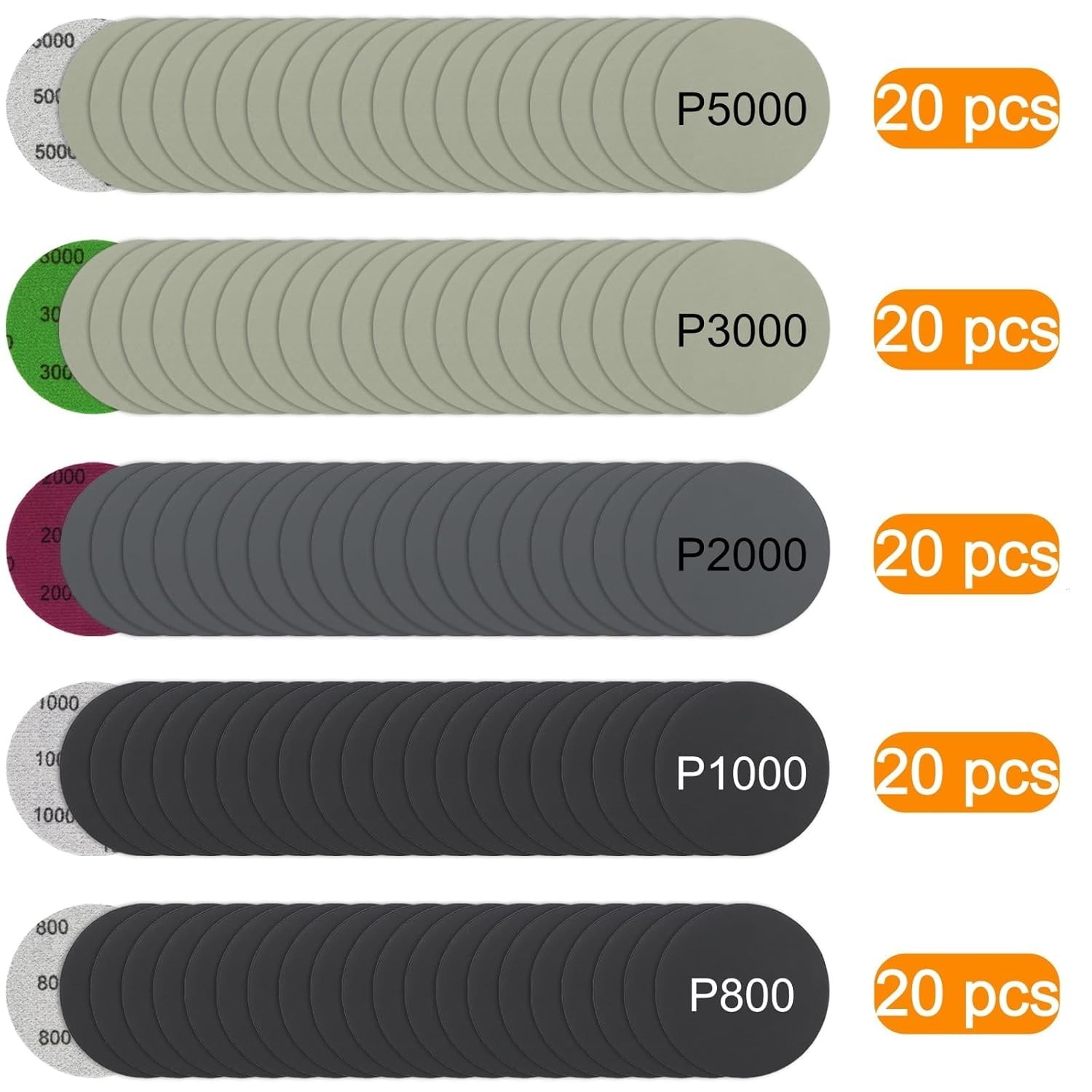 106 Pcs 3 Inch Sanding Discs, Wet Dry Sandpaper Headlight Restoration Kit 800…