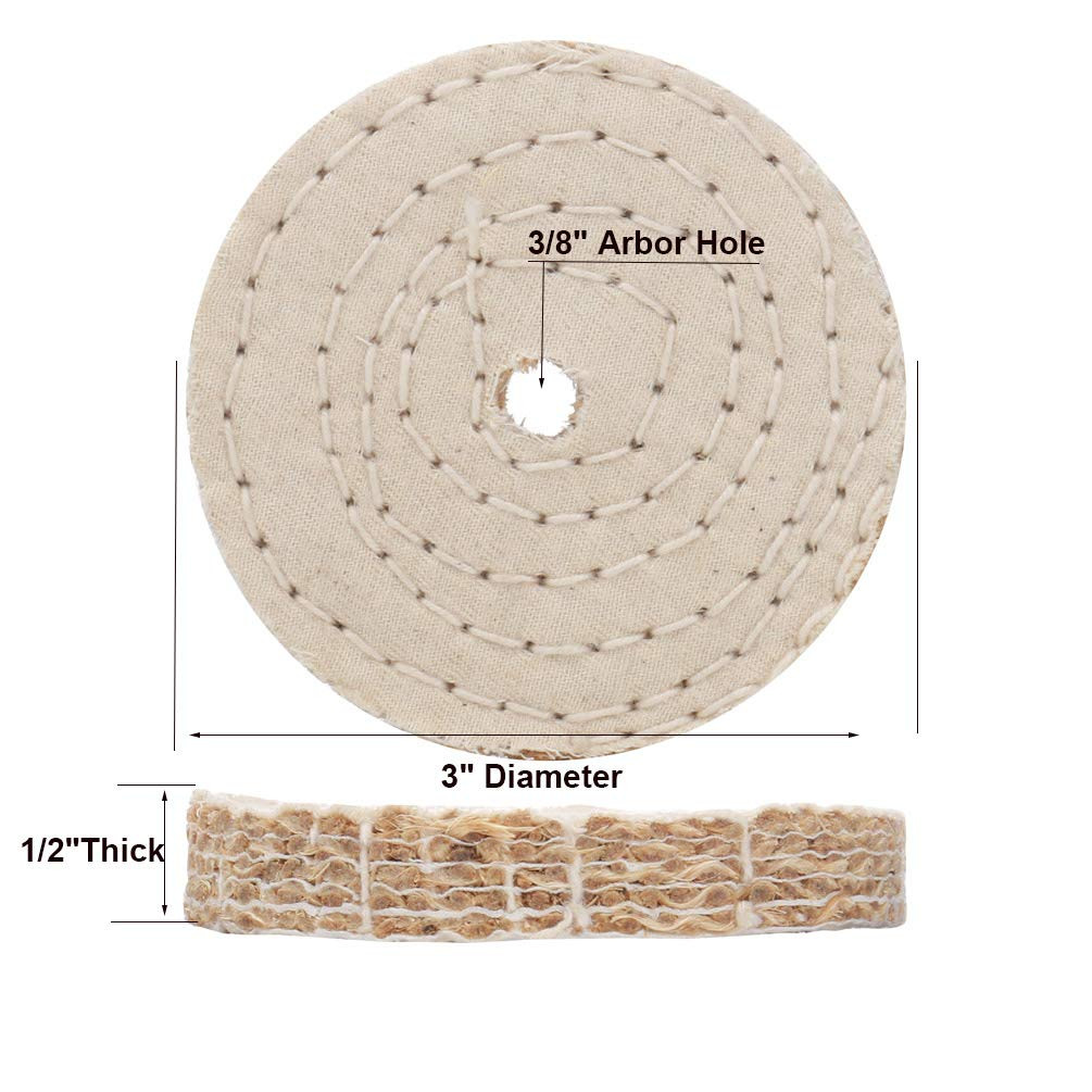 3″ Buffing Polishing Wheels Soft(30Ply)/ Fine(50Ply)/ Medium(36Ply)/ Coarse 1/2″