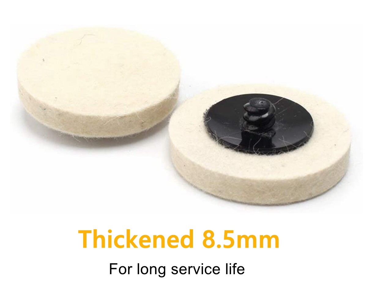 10PCS 2 inch Wool Buffing Polishing Pad Die Grinder Drill Roll Lock Sanding Disc