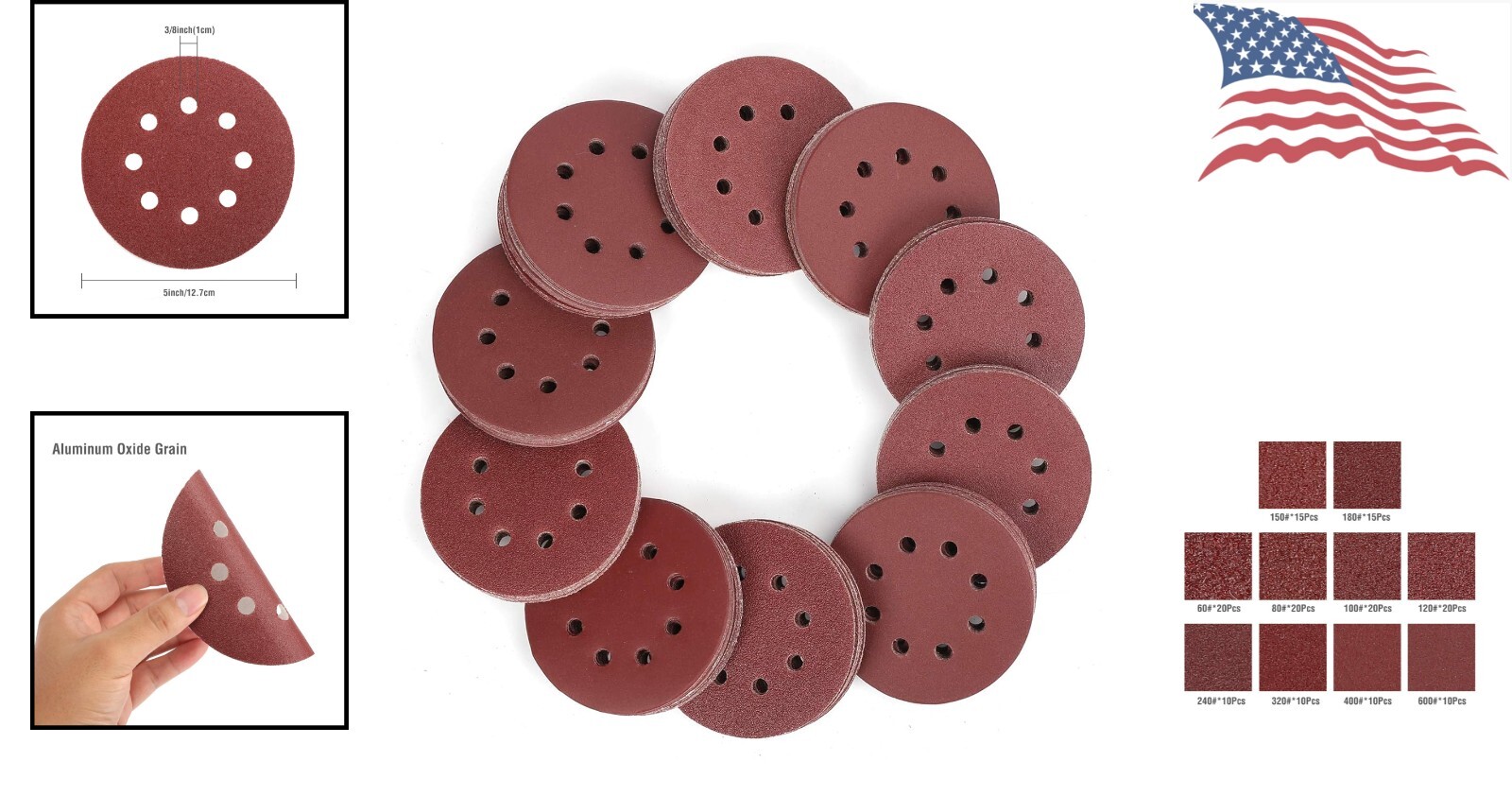 Premium 150-Piece Sanding Discs Set – 5-Inch Sandpaper – 10 Grades 60-600 Grits