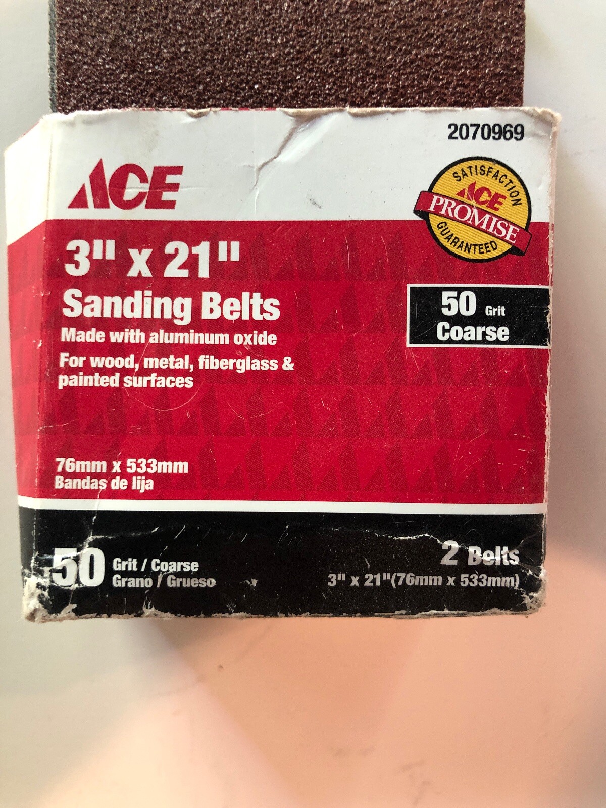 Sanding Belts, Aluminum Oxide, 50-Grit, 3 x 21-In., 2-Pk.