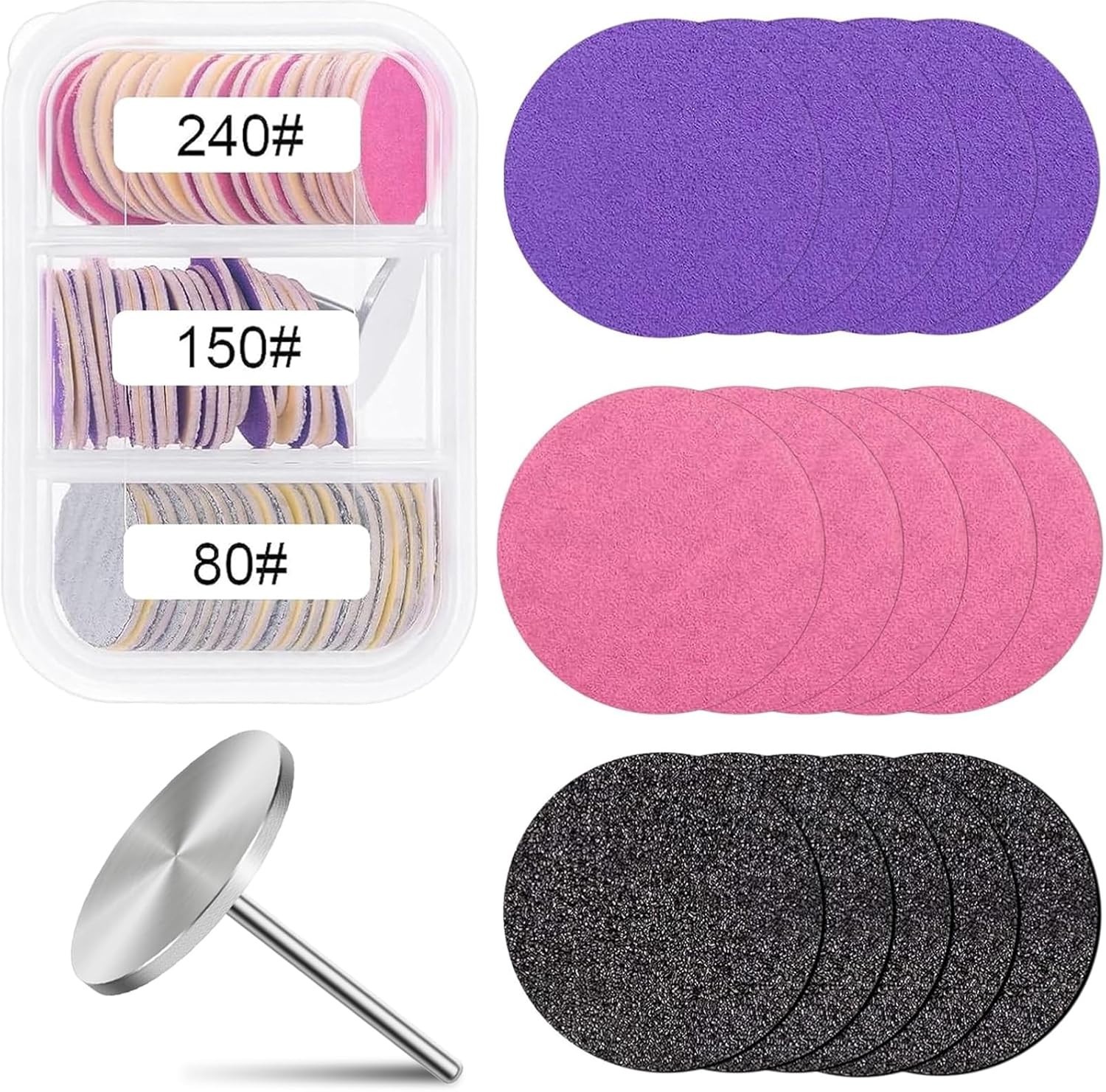 80pcs Sanding Paper Discs with Metal Nail Drill Bit 25mm Foot Drill Replaceme…