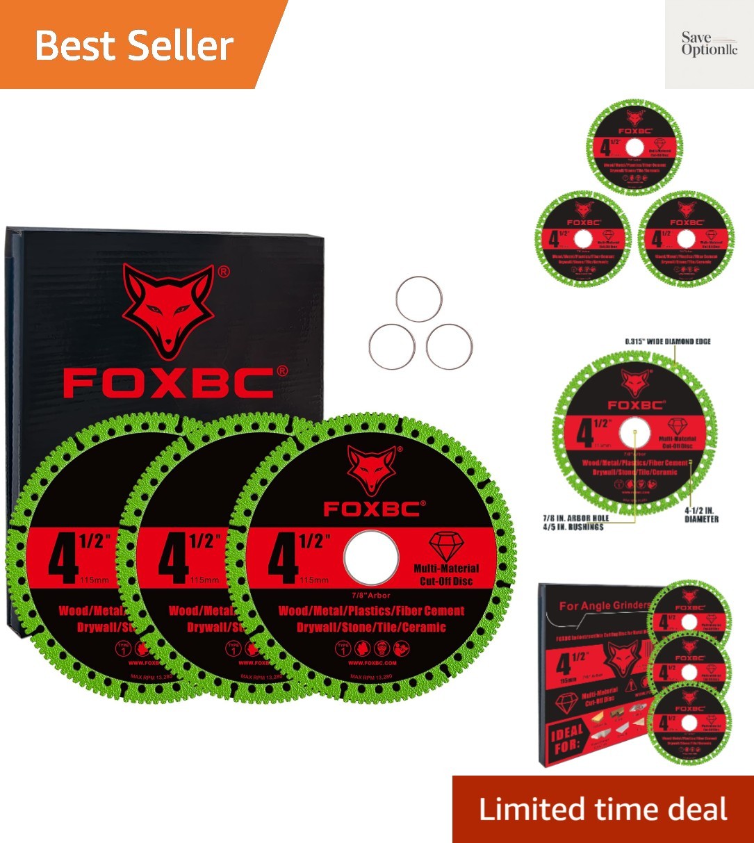 4-1/2 Inch Indestructible Multi-Material Cut Off Disc for Angle Grinders, 7/8…