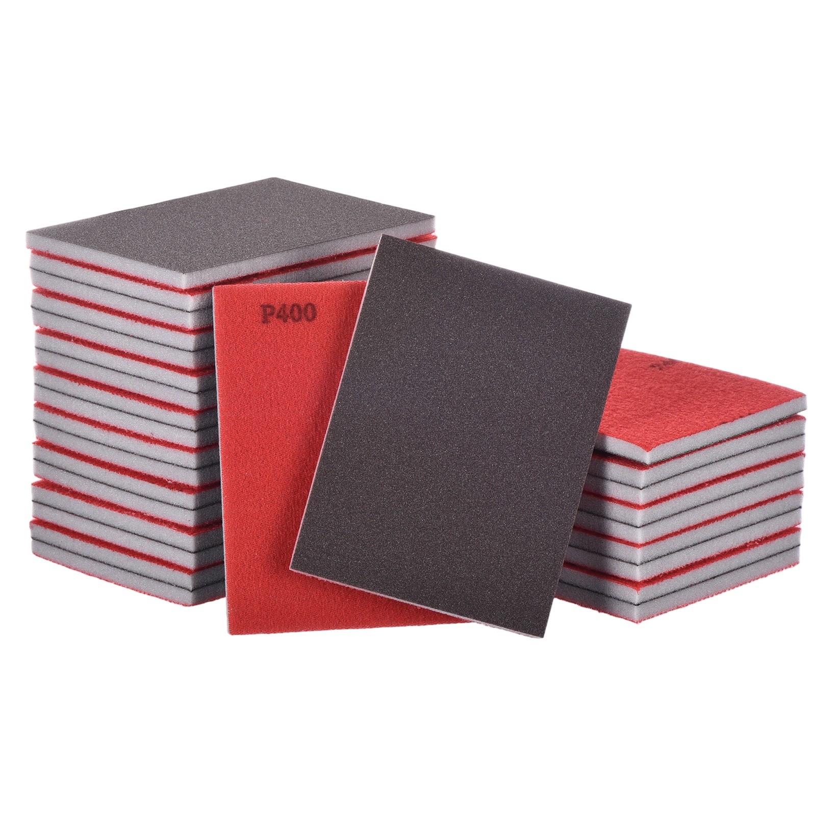 28 Pcs 400 Grit 4 x 2.8 Inch Hook & Loop Foam Sanding Blocks, Black