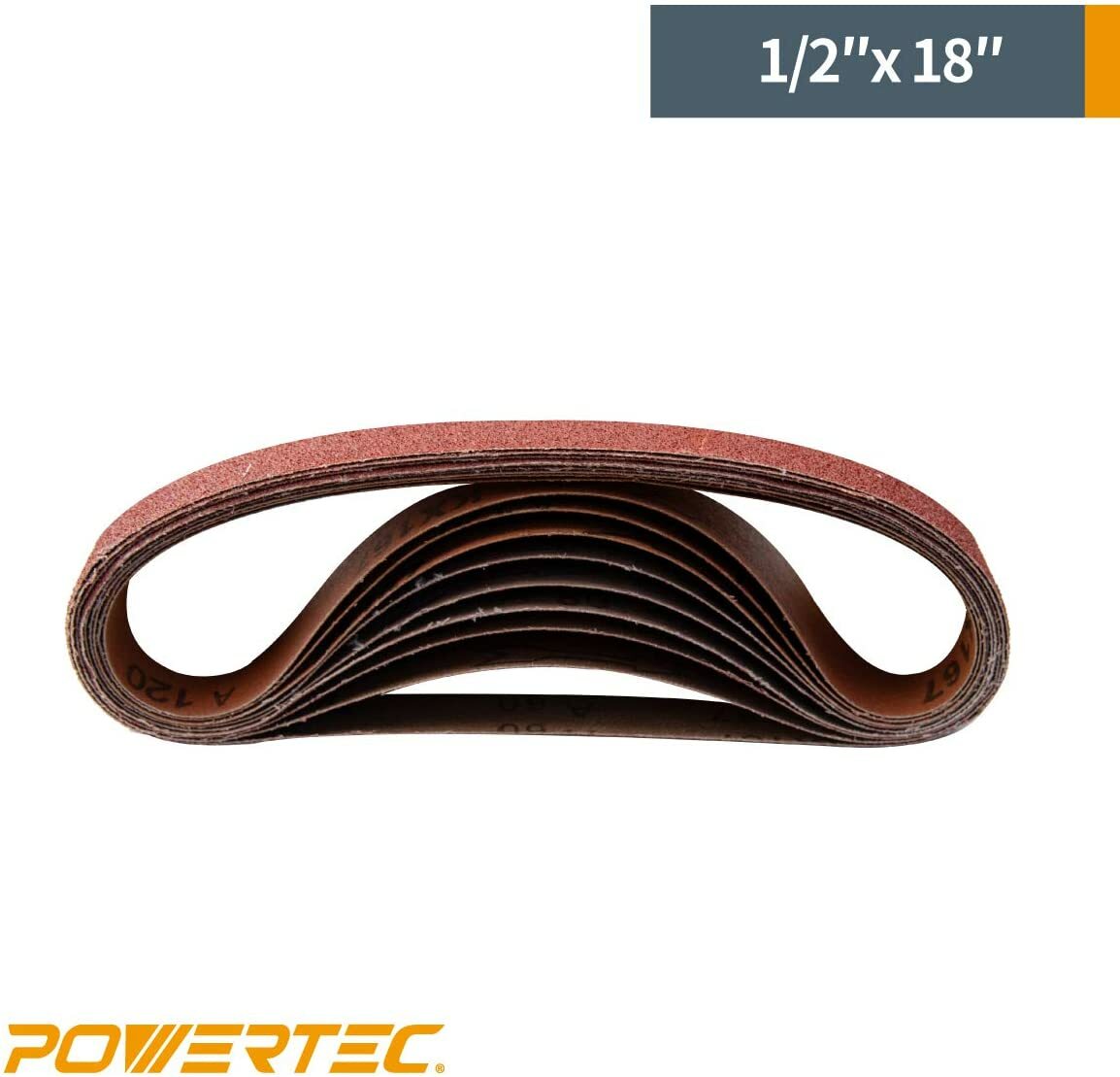 50PK-1/2 x 18″ Abrasive Sanding Belt 10 each of 40/80/120/180/240 Grits belts