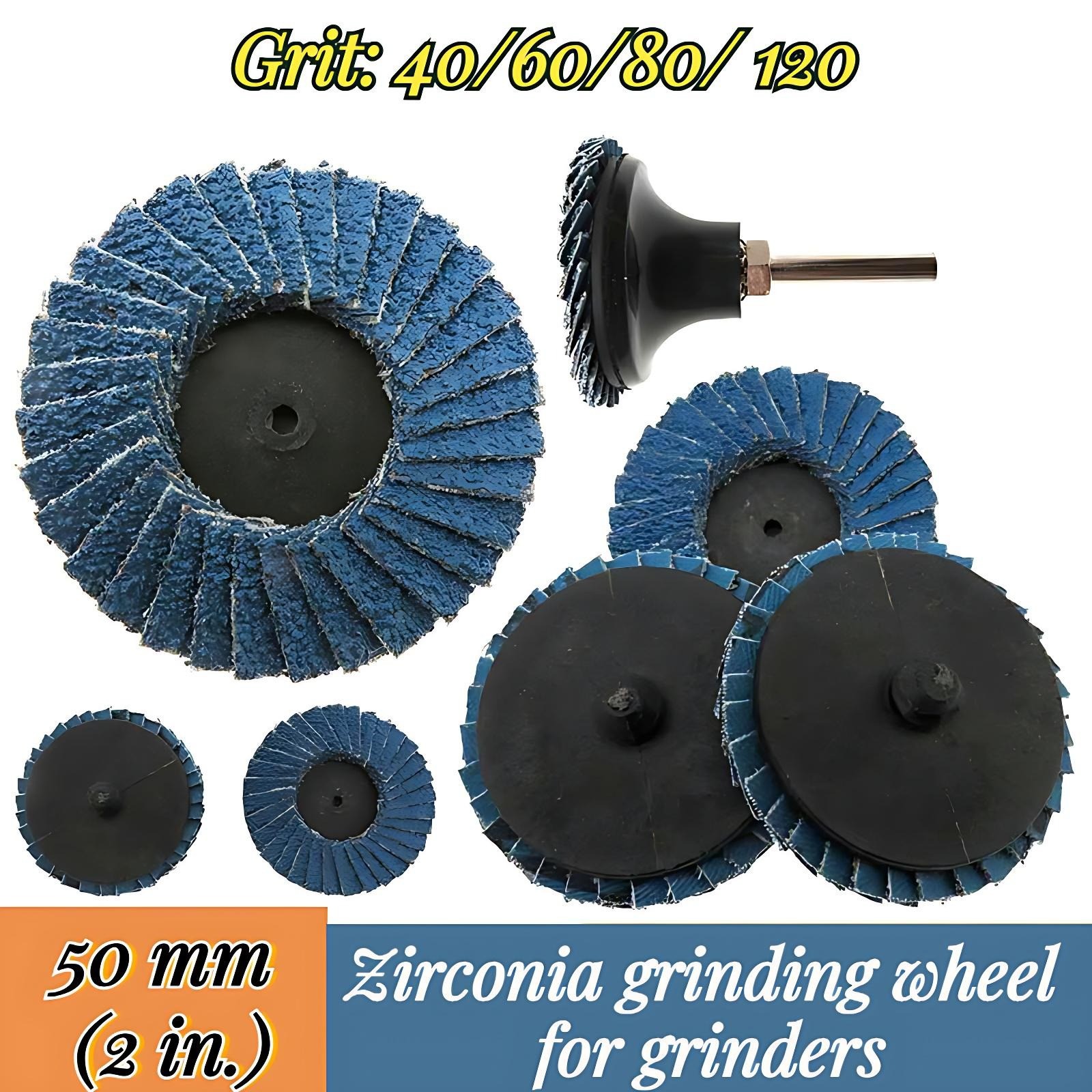 Flap Disc 50mm 2″ Zirconia Sanding Wheel 40 60 80 120 Grit Sander Grinding New