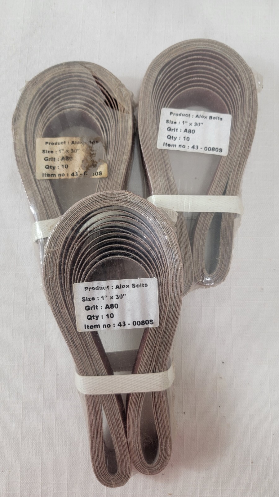 Lot of 60 Sanding Belts 1 x 30 A80 & A120 Alox NOS