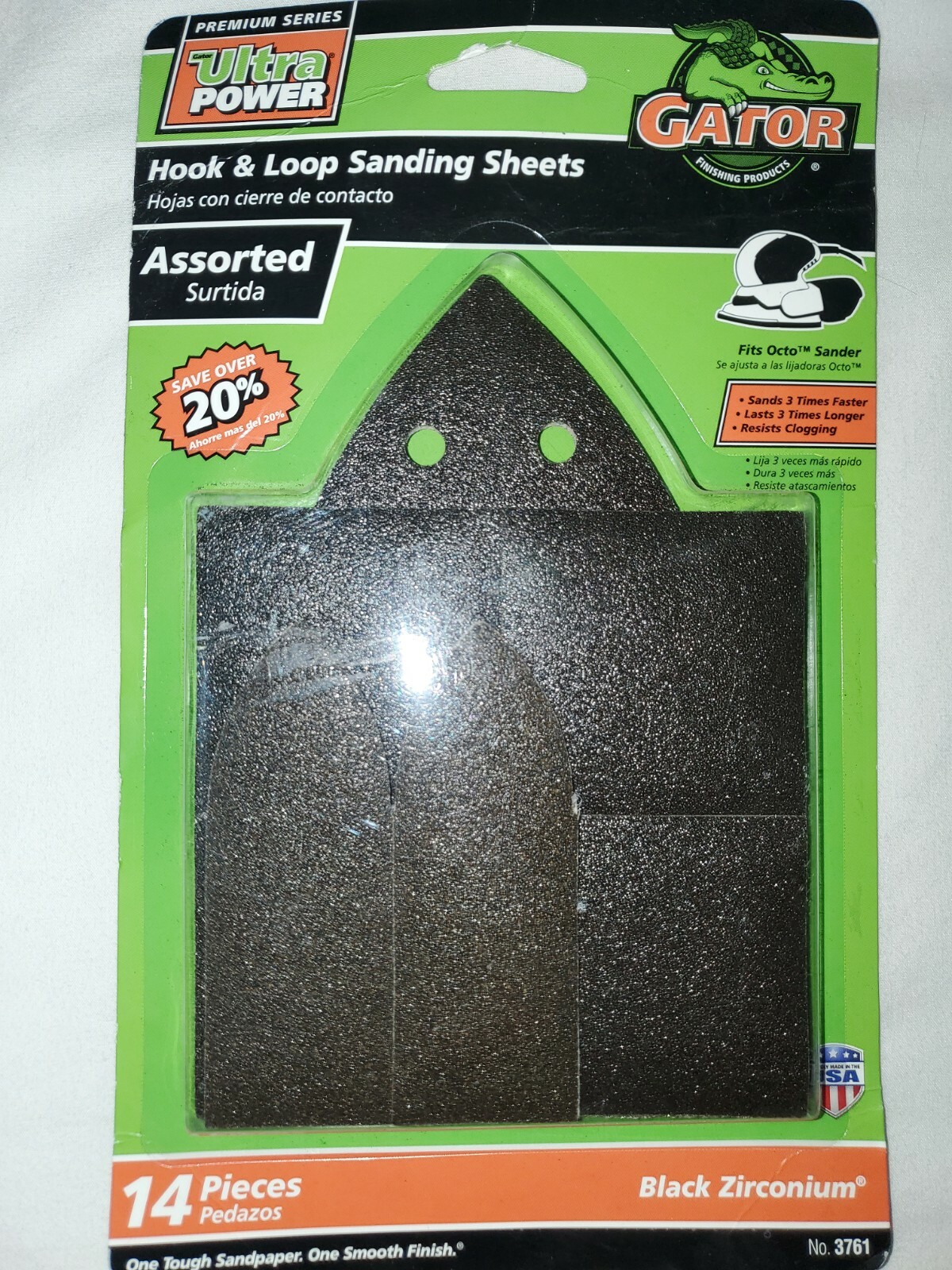 Gator Ultra Power Hook Loop Sanding Sheets 14 Pc Assorted 3761 Black Zirconium
