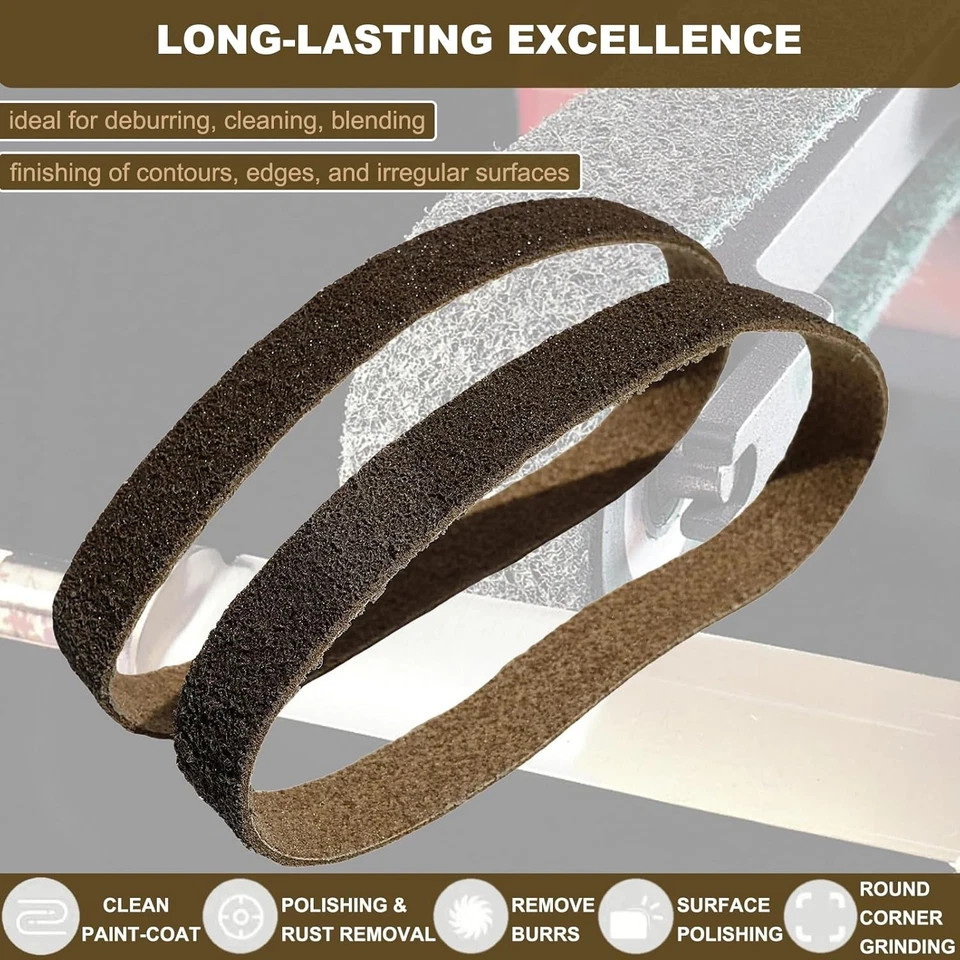 20/50PCS 1/2″ x 18″ Sanding Belts Nylon Non-Woven Coarse for Metal Woodworking