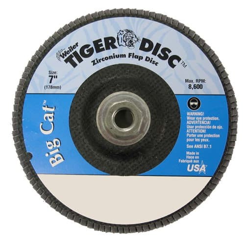 Weiler 50844 7in Big Cat Abrasive Flap Disc 60Z Flat Phenolic 5/8-11