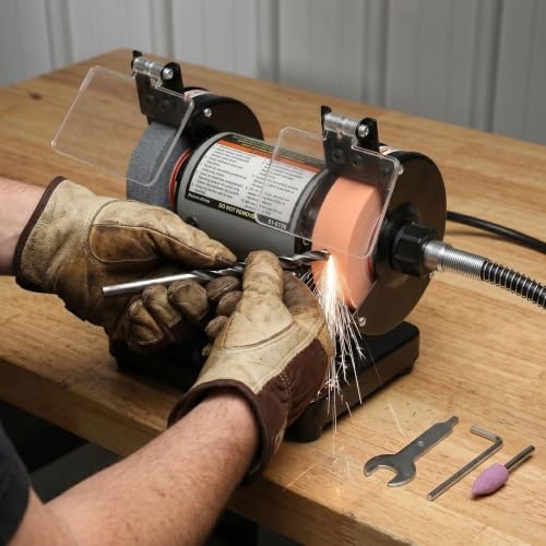 3″ Mini Bench Grinder and Polisher, Variable Speed Table Grinder for