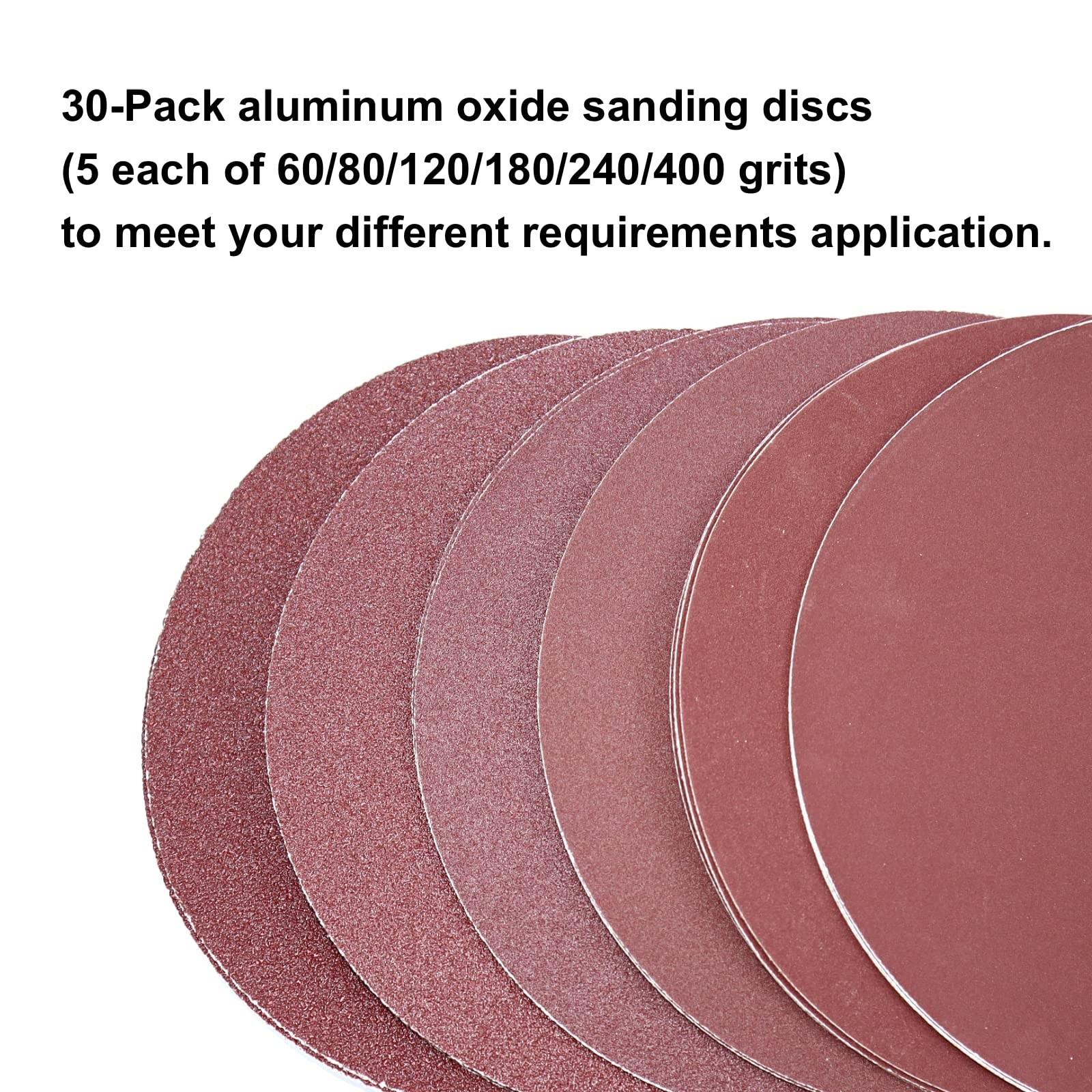 30-Pack 9″ Self-Adhesive Sanding Discs, Aluminum Oxide, Assorted Grits 60-400