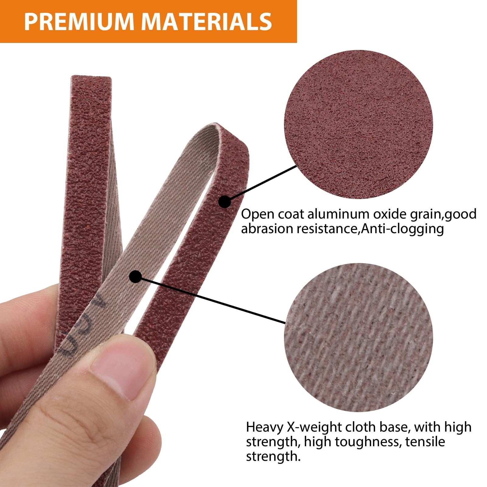 3/8 x 13” Sanding Belts for Air Belt Sander 12Each of 3/8×13 inch 36Pcs