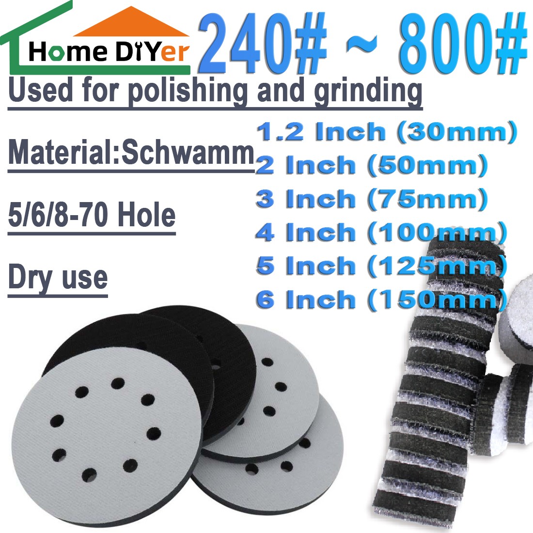 1.2-6inch High densit Foam Sponge Cushion Buffer Pad 5/6/8/9/15/17/52/53/70 Hole