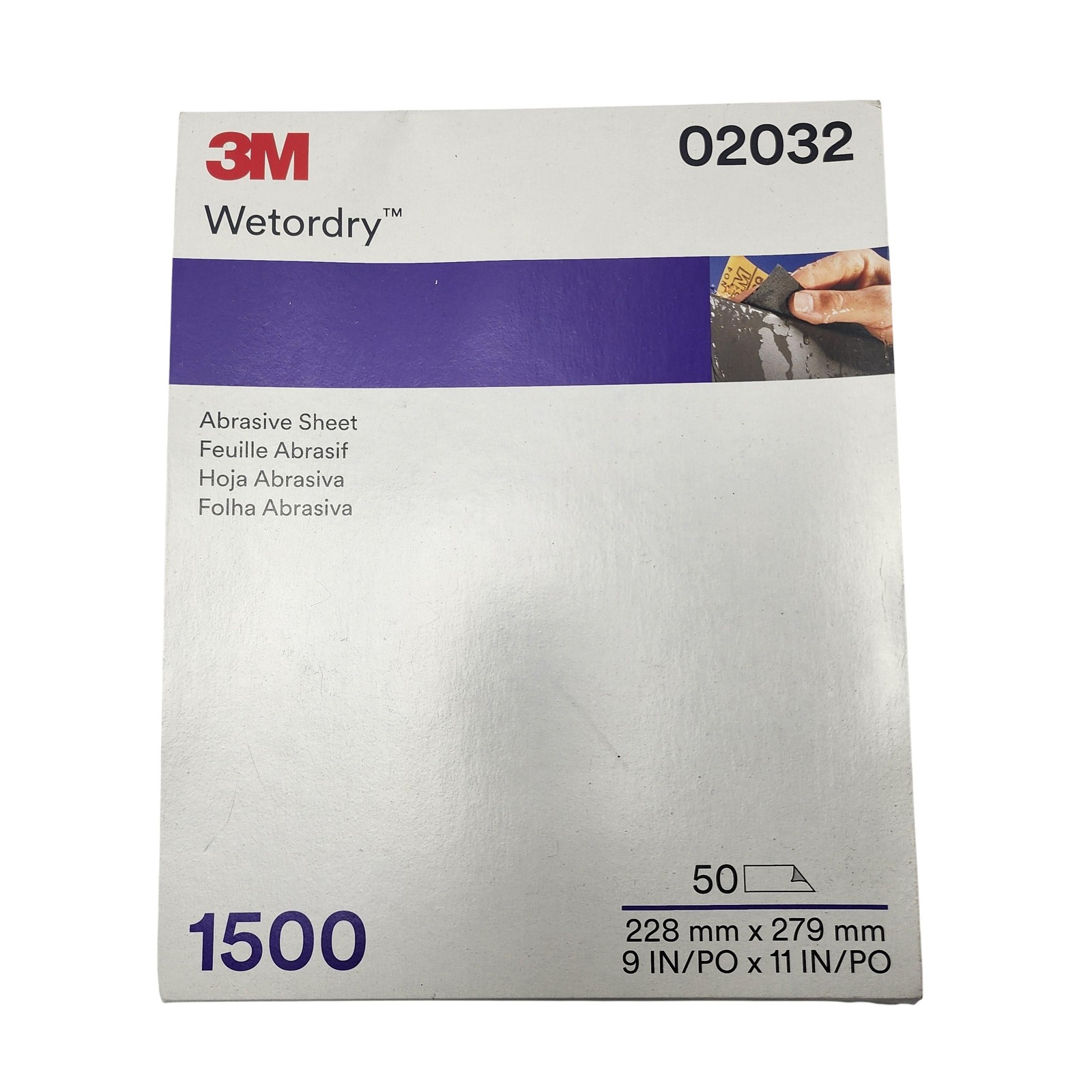 3M 02032 Wetordry Abrasive Sheet 1500 Grit 9 in x 11 in 2032 (50 sheets) #E