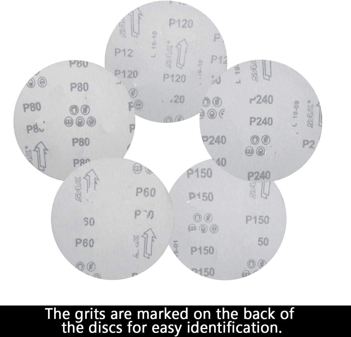 100 PCS 6 Inch No Hole Hook and Loop Sanding Disc Set- 60 80 120 240 400 Grit…