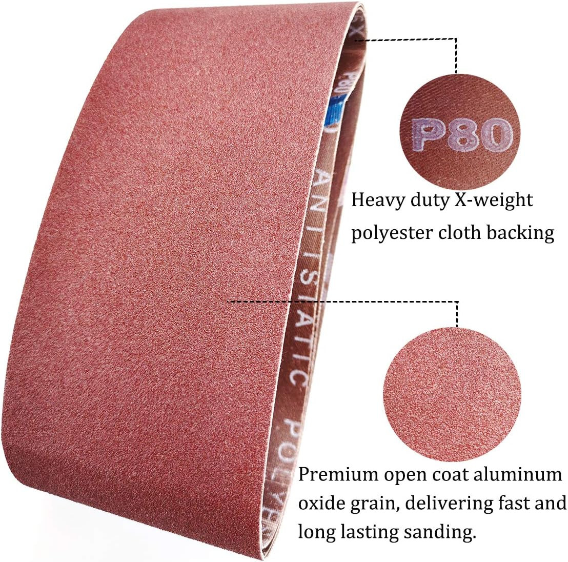 4 X 21 Inch Aluminum Oxide Sanding Belts, 2 Each of 40/80/120/150/240/400 Assort